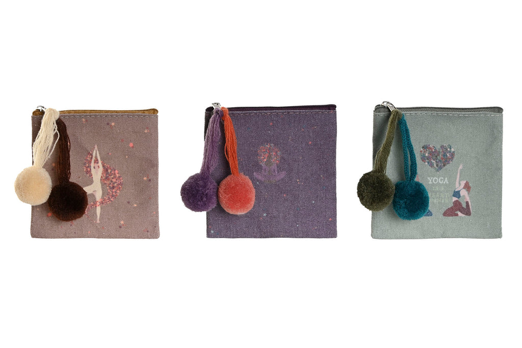 PACK DE 3 MONEDERO CANVAS ALGODON 10,5X1X11 YOGA 3 SURT.