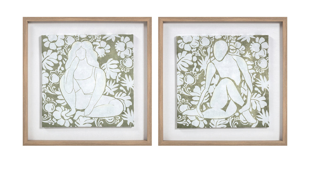 PACK DE 2 CUADRO LIENZO MDF 42X3X42 MUJER FLORES 2 SURT.