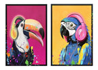 PACK DE 2 CUADRO LED LIENZO 63X3X93 TUCAN PAPAGAYO 2 SURT.