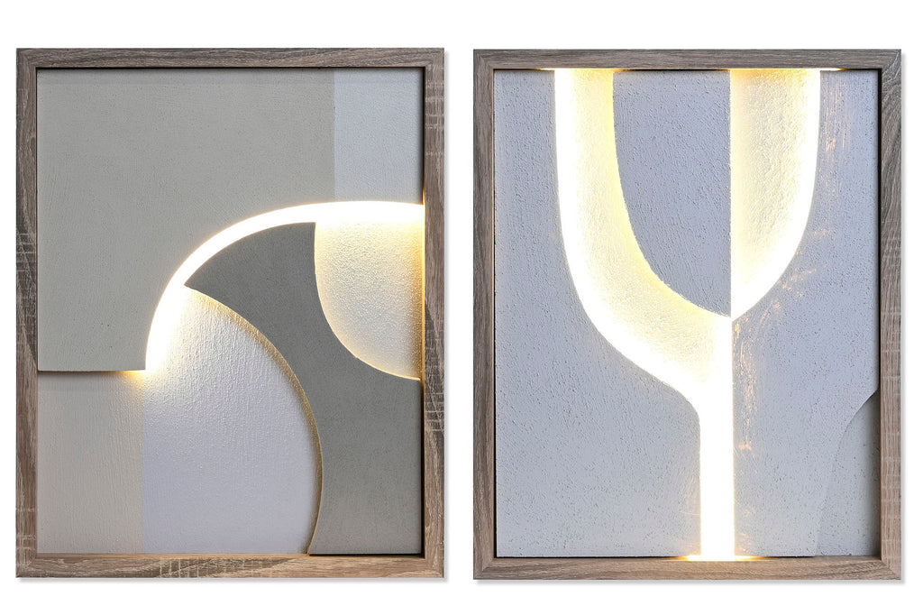 PACK DE 2 CUADRO LED MDF 40X3,8X50 MODERNO 3D 2 SURT.