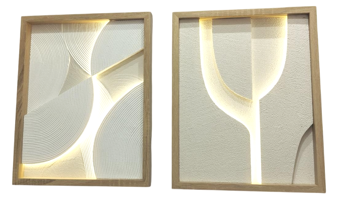 PACK DE 2 CUADRO LED MDF 40X3,8X50 MODERNO 3D 2 SURT.