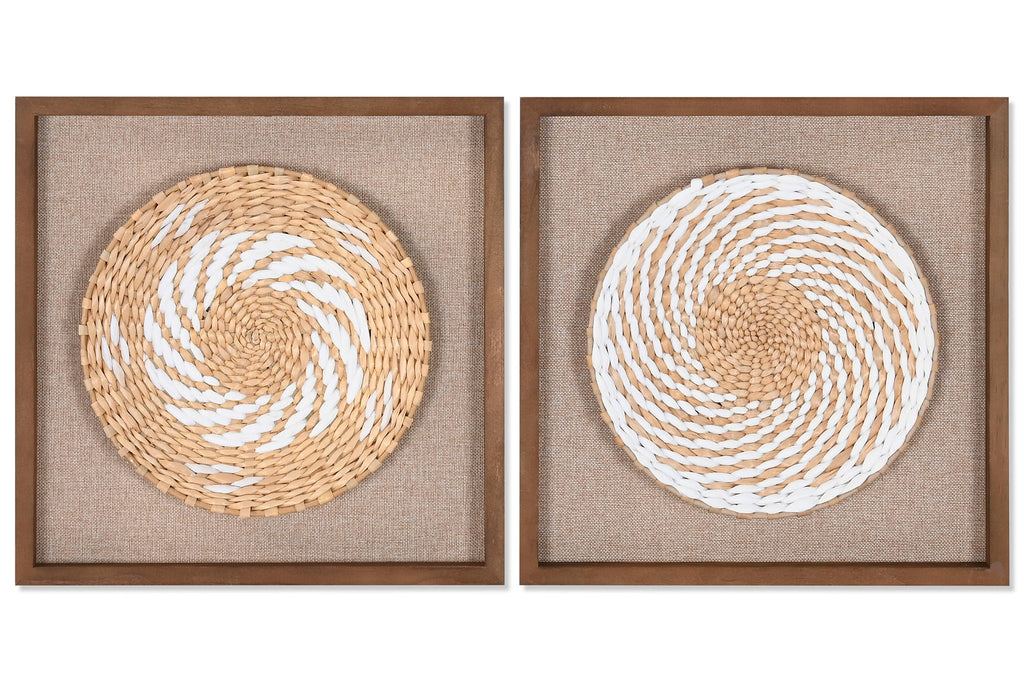 PACK DE 2 CUADRO YUTE PINO 35X3,6X35 PLATO 3D 2 SURT.