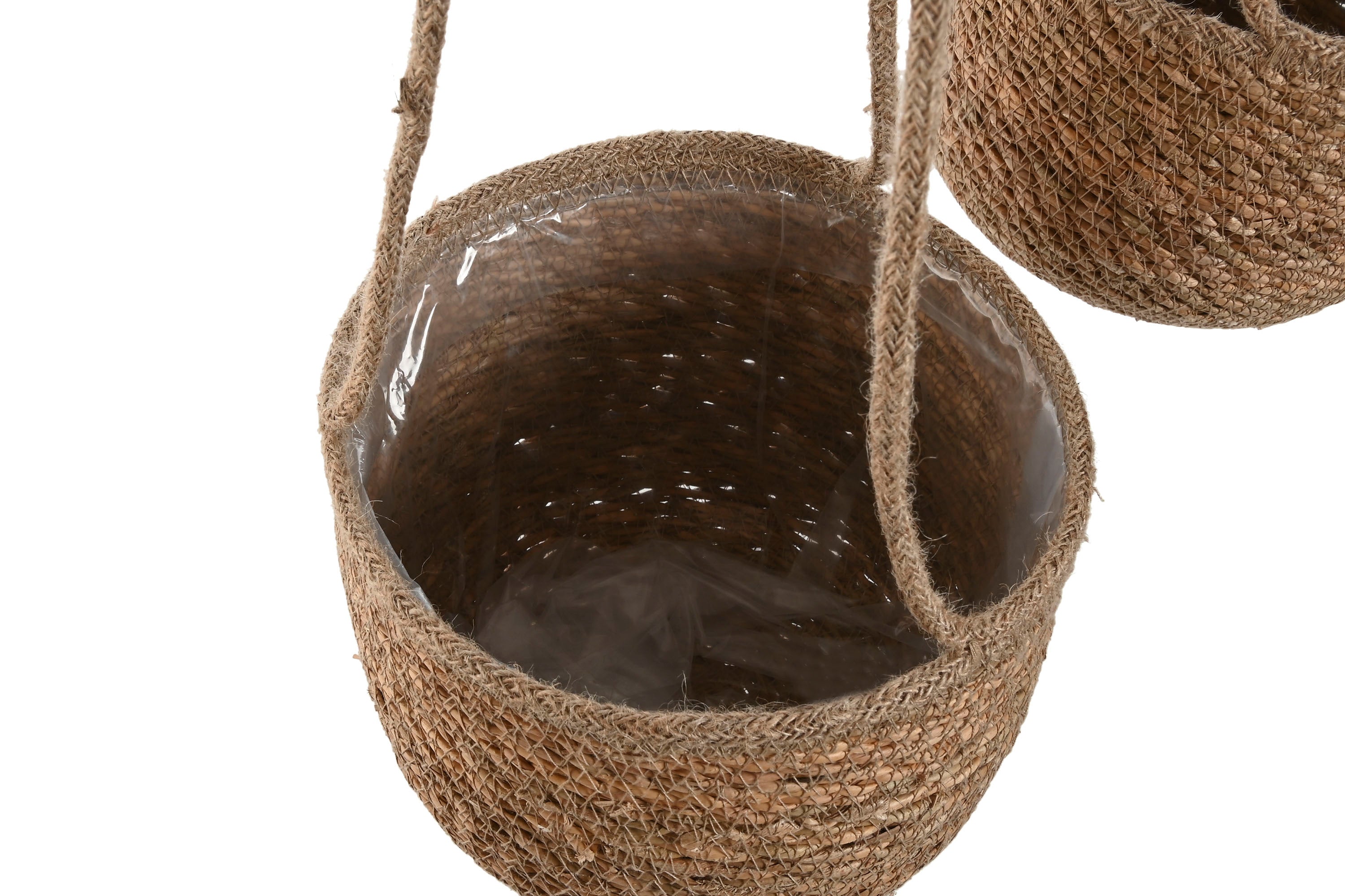 PACK DE 2 MACETERO SET 3 SEAGRASS PLASTICO 23X23X88 NATURAL