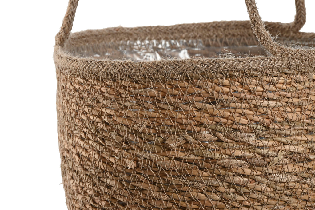 PACK DE 2 MACETERO SET 3 SEAGRASS PLASTICO 23X23X88 NATURAL