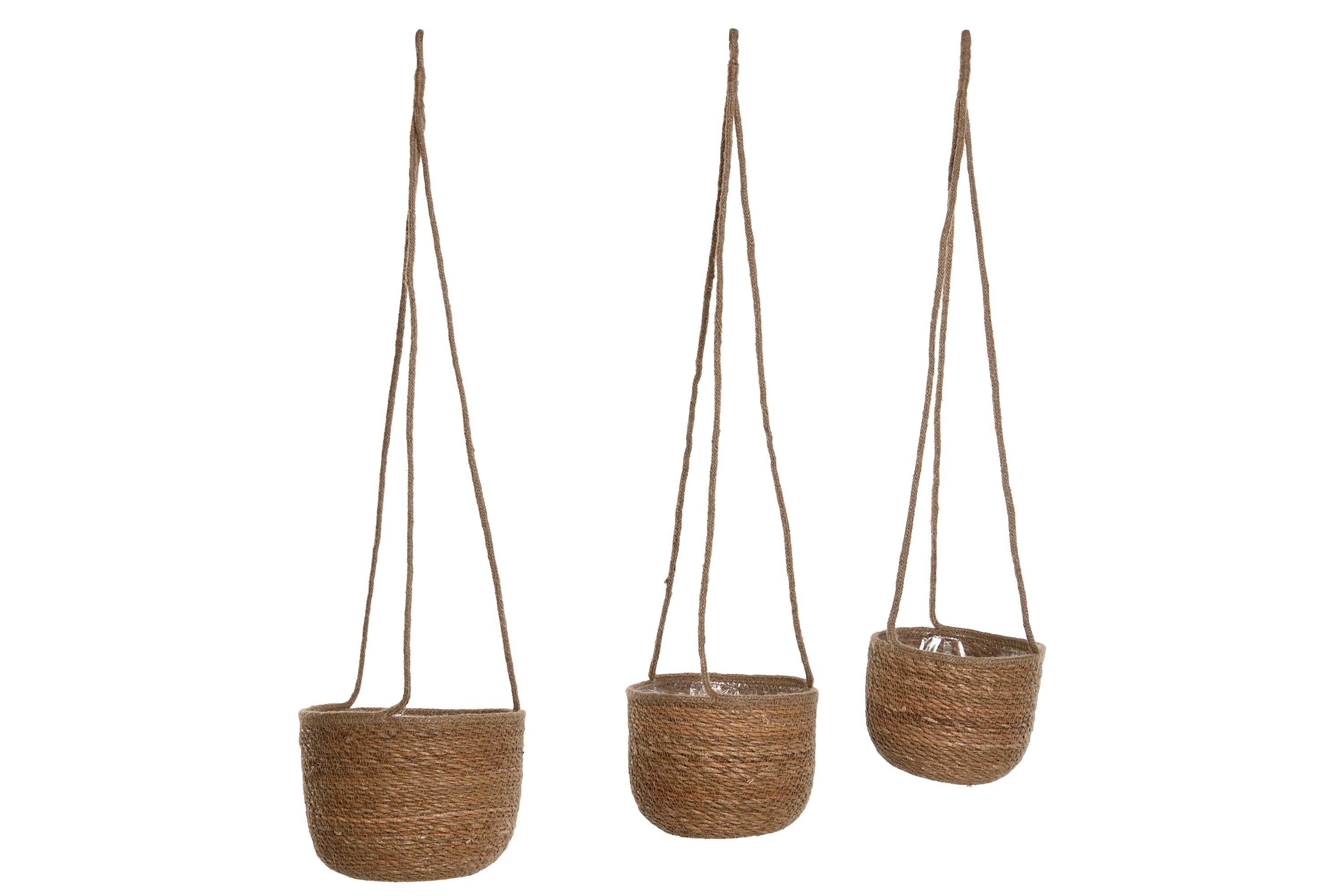PACK DE 2 MACETERO SET 3 SEAGRASS PLASTICO 23X23X88 NATURAL