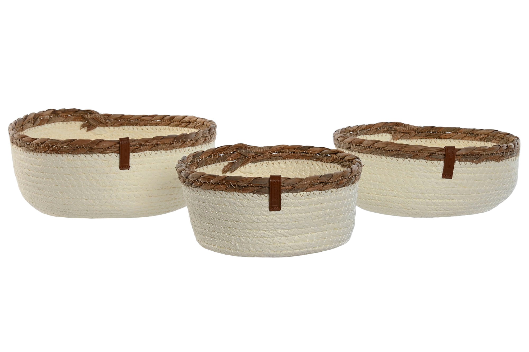 PACK DE 2 CESTA SET 3 FIBRA PU 26X26X11 CREMA