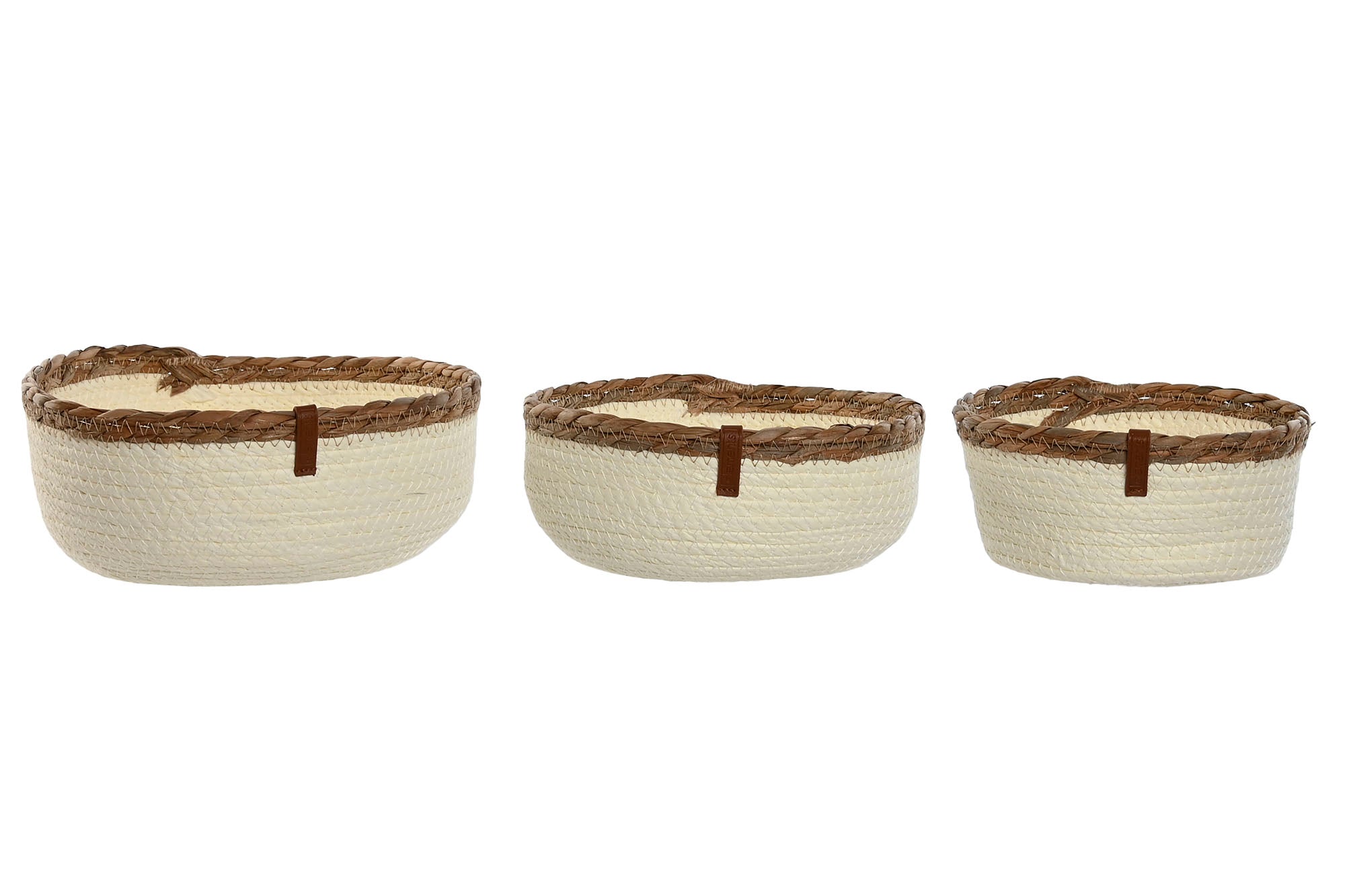 PACK DE 2 CESTA SET 3 FIBRA PU 26X26X11 CREMA