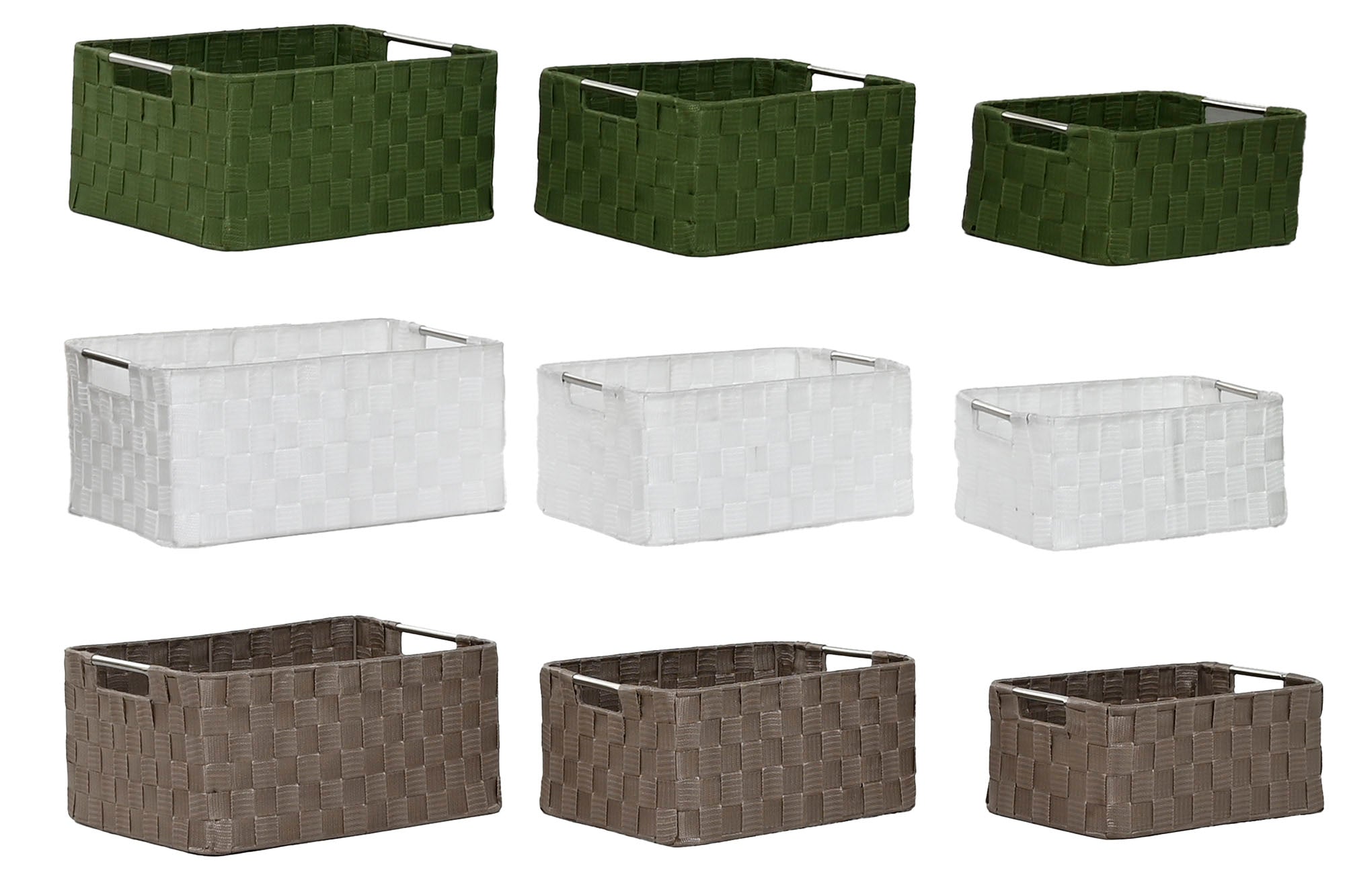 PACK DE 3 CESTA SET 3 PP METAL 38X28X17 BRILLANTE 3 SURT.