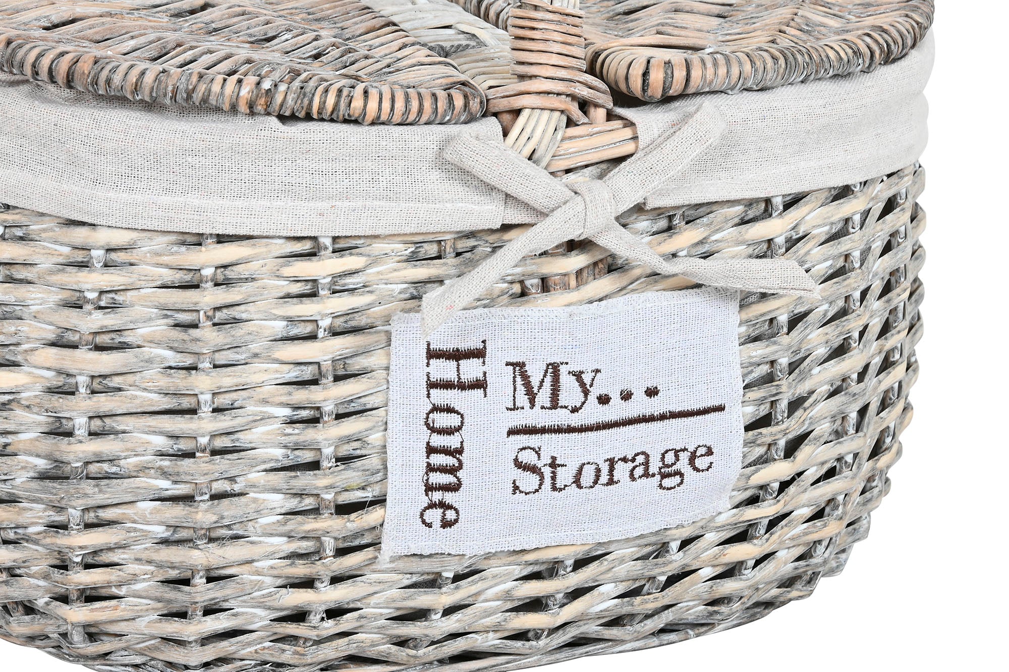 PACK DE 2 CESTA PICNIC MIMBRE ALGODON 34X25X35 NATURAL