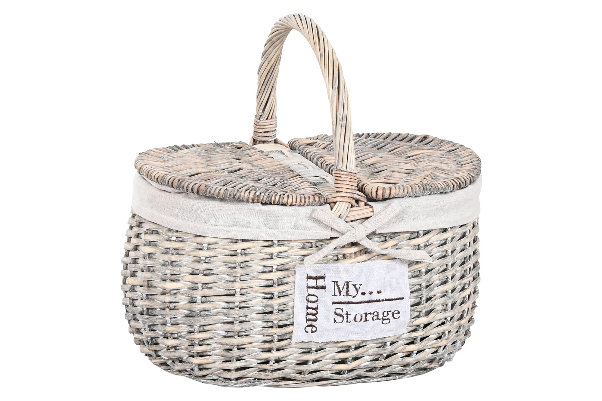 PACK DE 2 CESTA PICNIC MIMBRE ALGODON 34X25X35 NATURAL