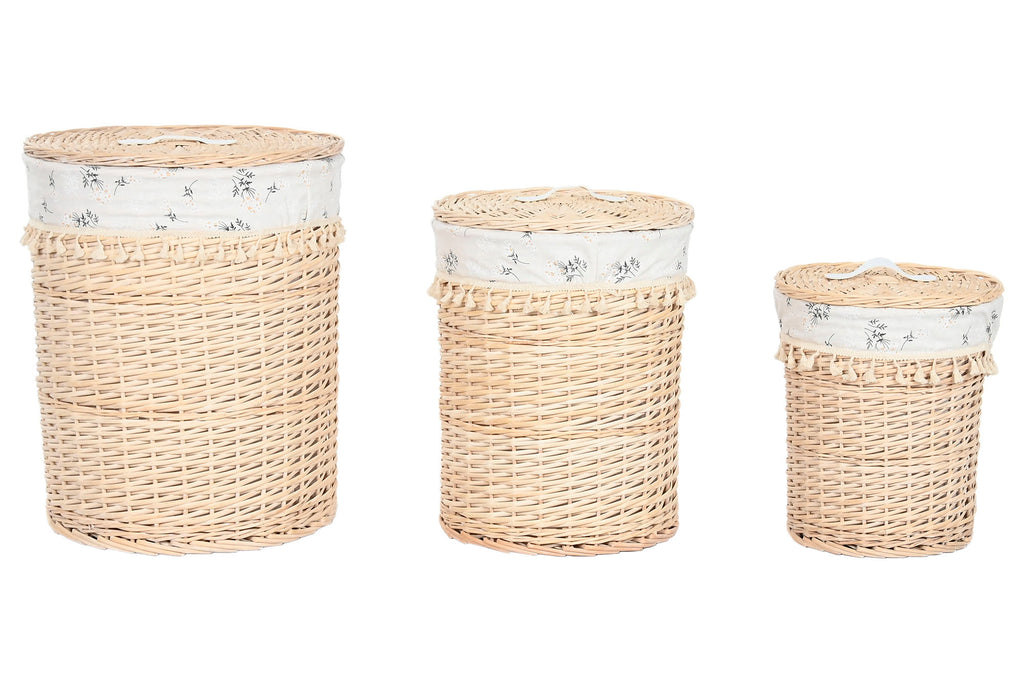 CESTA ROPA SET 3 MIMBRE ALGODON 45X45X55 NATURAL
