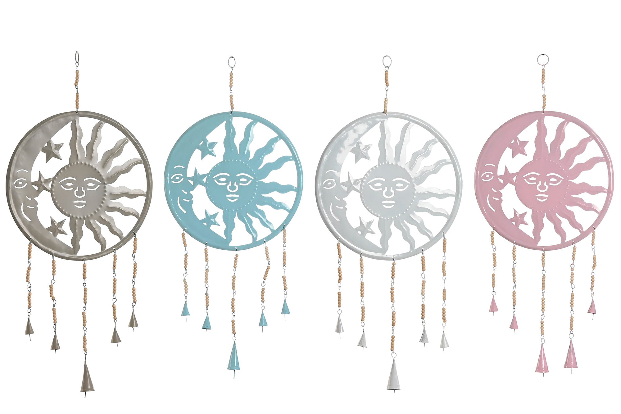 PACK DE 4 DECORACION COLGANTE HIERRO 33X1X77 SOL Y LUNA 4 SU