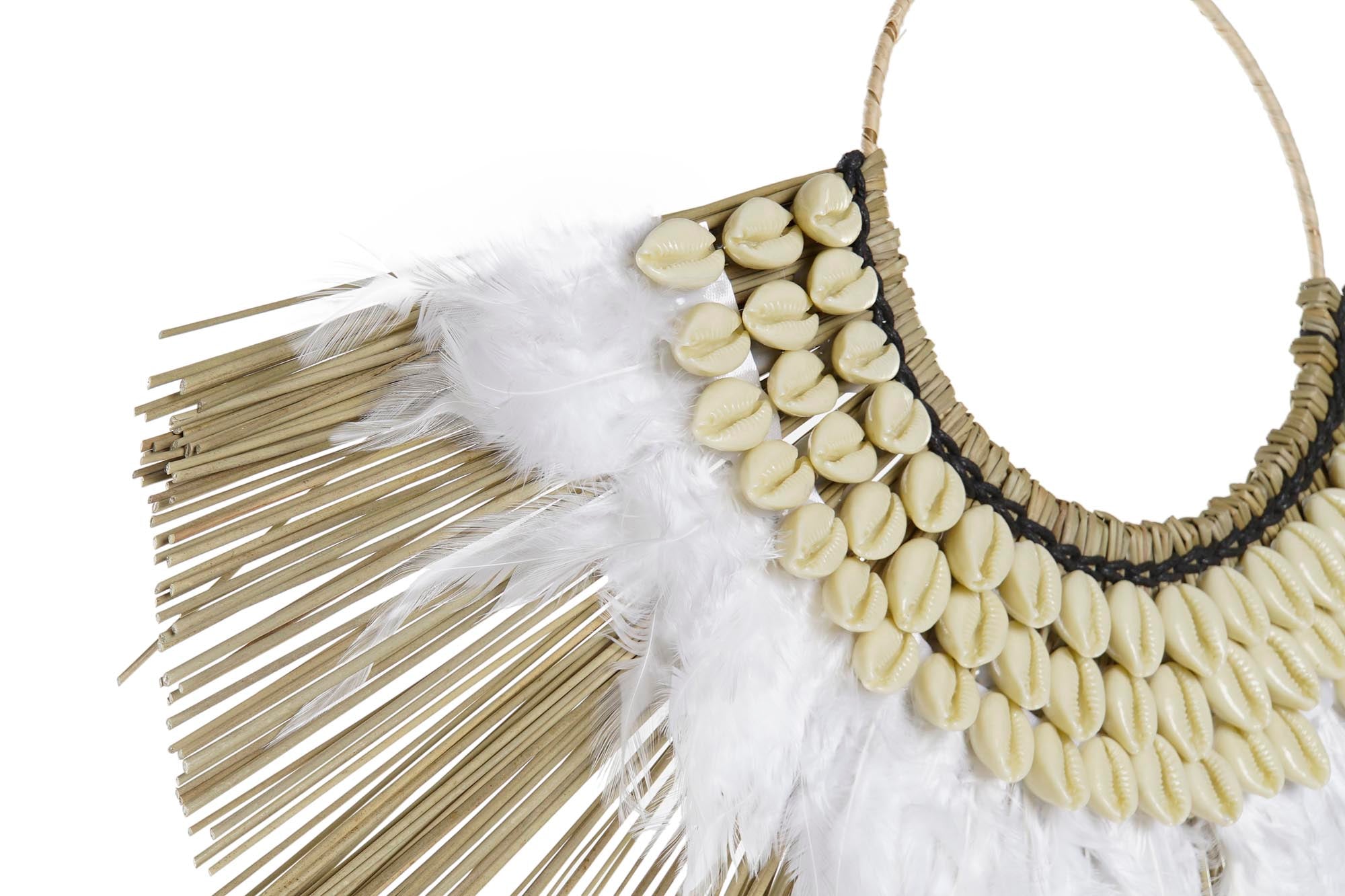 PACK DE 2 DECORACION PARED PLUMA CONCHAS 56X36X2 BLANCO