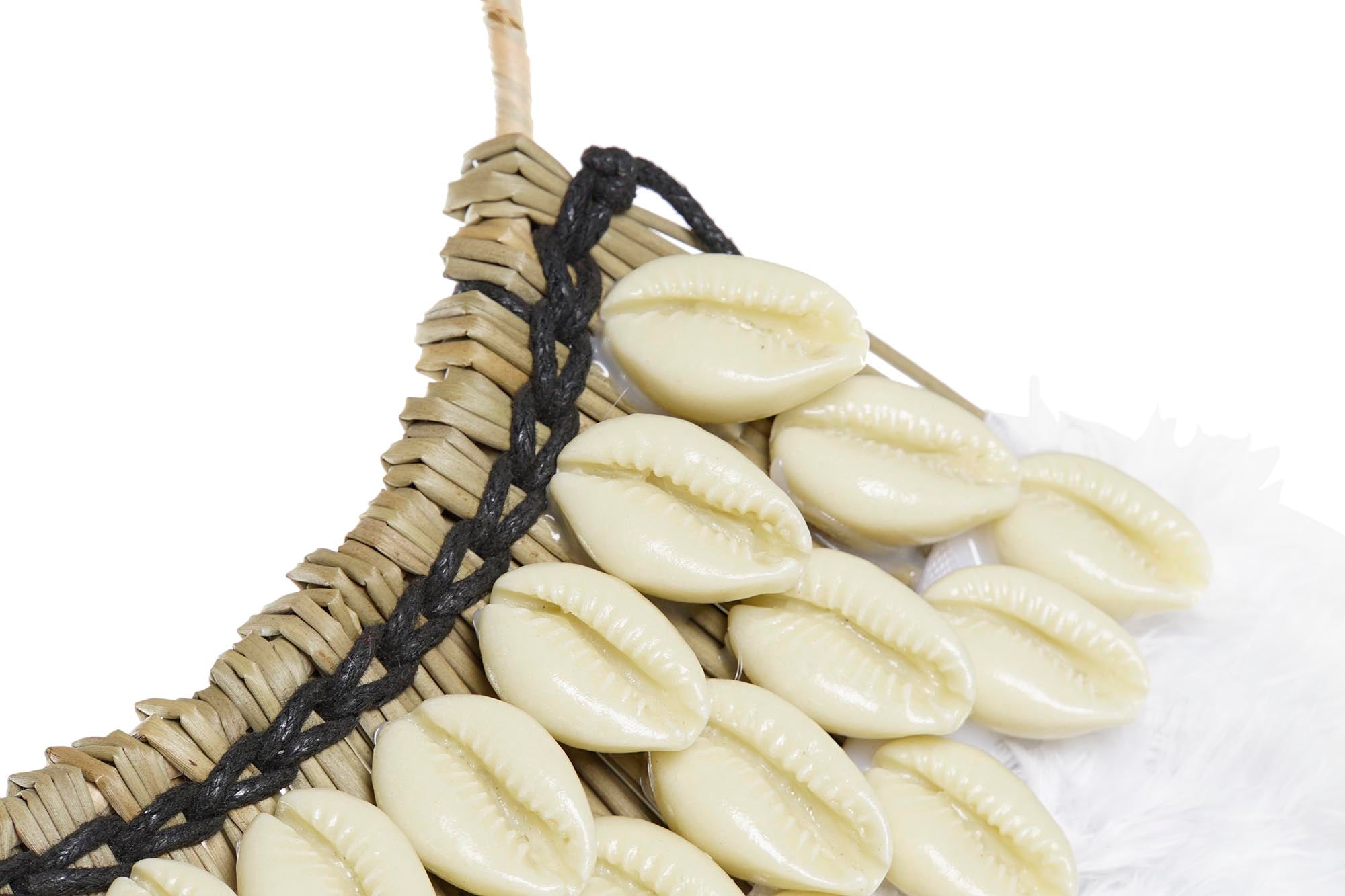 PACK DE 2 DECORACION PARED PLUMA CONCHAS 56X36X2 BLANCO