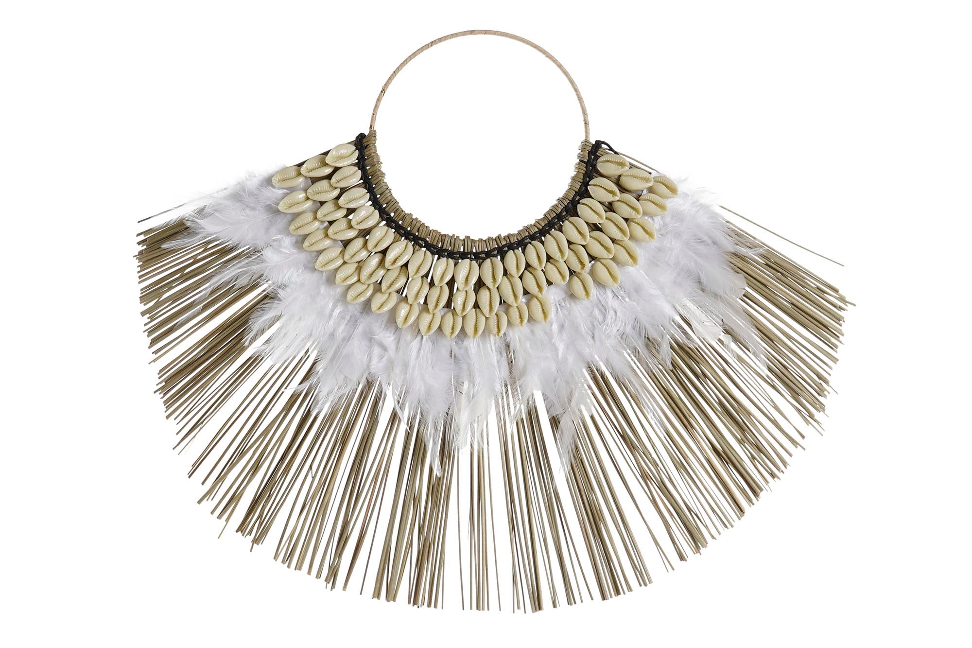 PACK DE 2 DECORACION PARED PLUMA CONCHAS 56X36X2 BLANCO