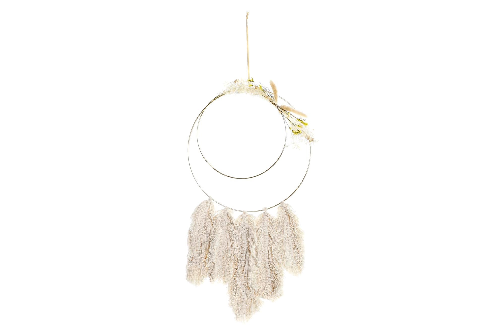 PACK DE 4 DECORACION COLGANTE FIBRA METAL 30X2,5X75 BEIGE