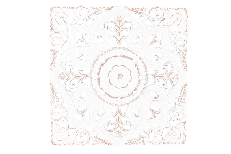 DECORACION PARED MDF 60X2X60 MANDALA DECAPE BLANCO