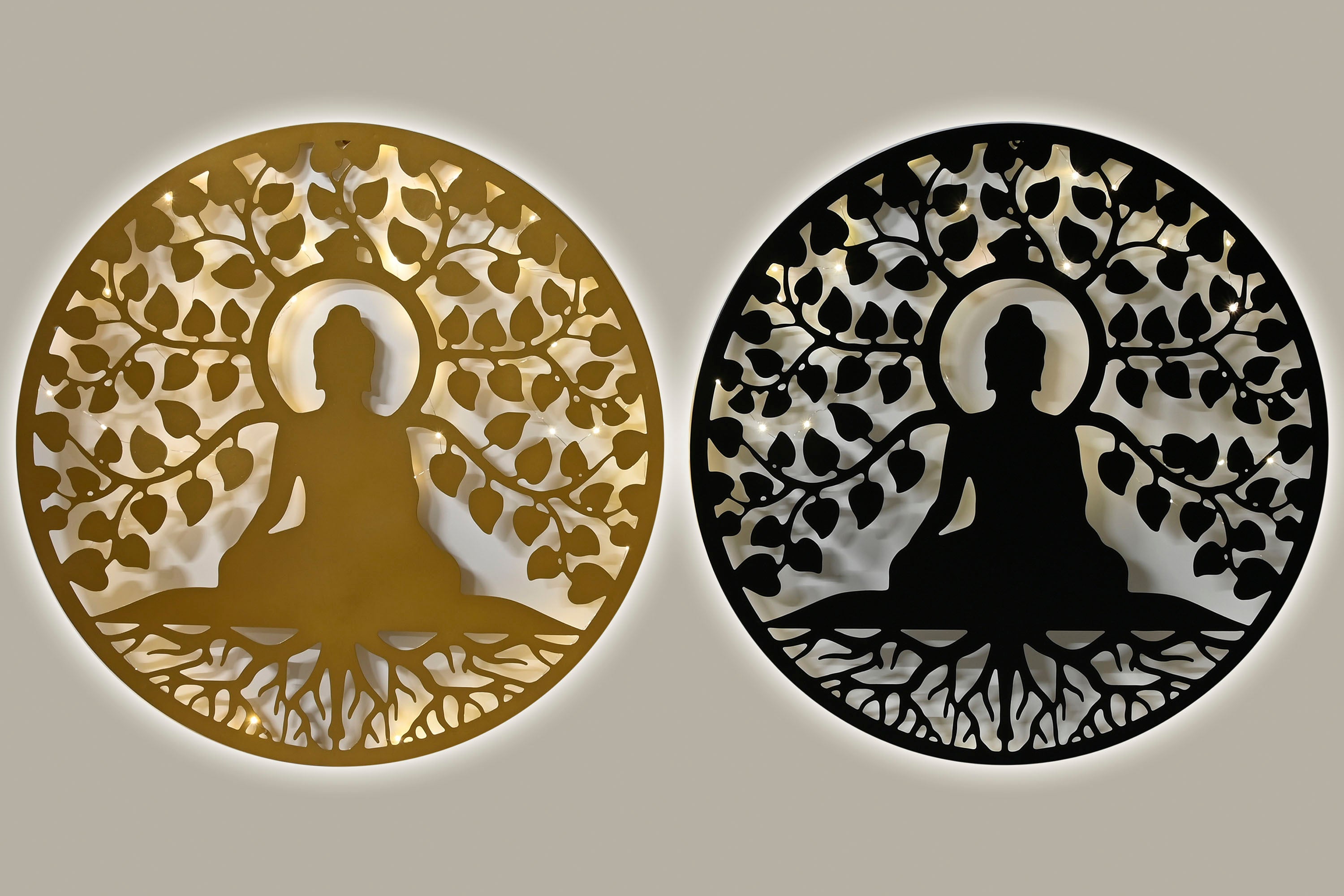 PACK DE 2 DECORACION PARED LED METAL 99X2X99 BUDA 2 SURT.