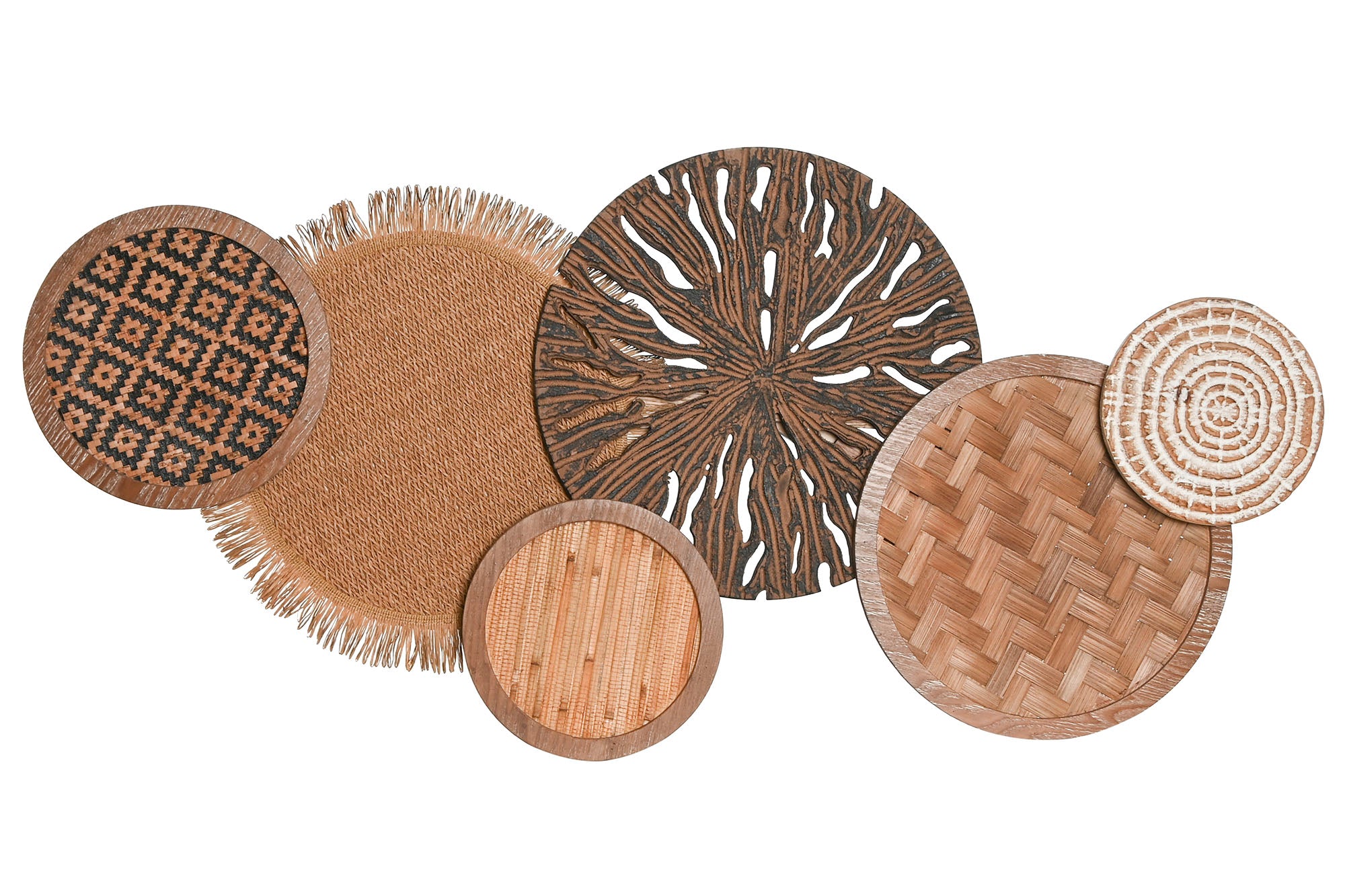 PACK DE 2 DECORACION PARED MDF FIBRA 100X6,5X49 CIRCULOS