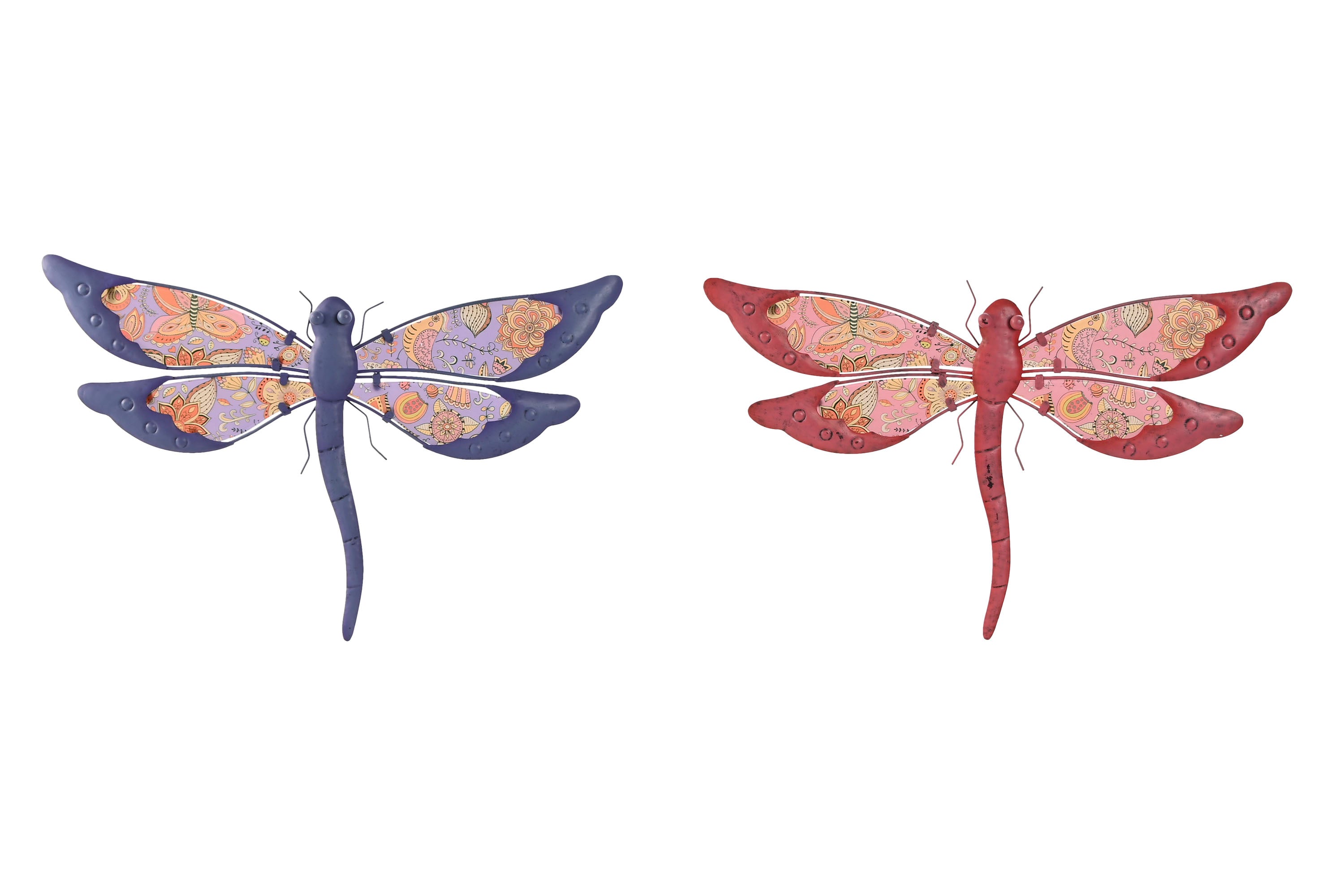 PACK DE 4 DECORACION PARED METAL 46X2,5X30,5 LIBELULA 2 SURT