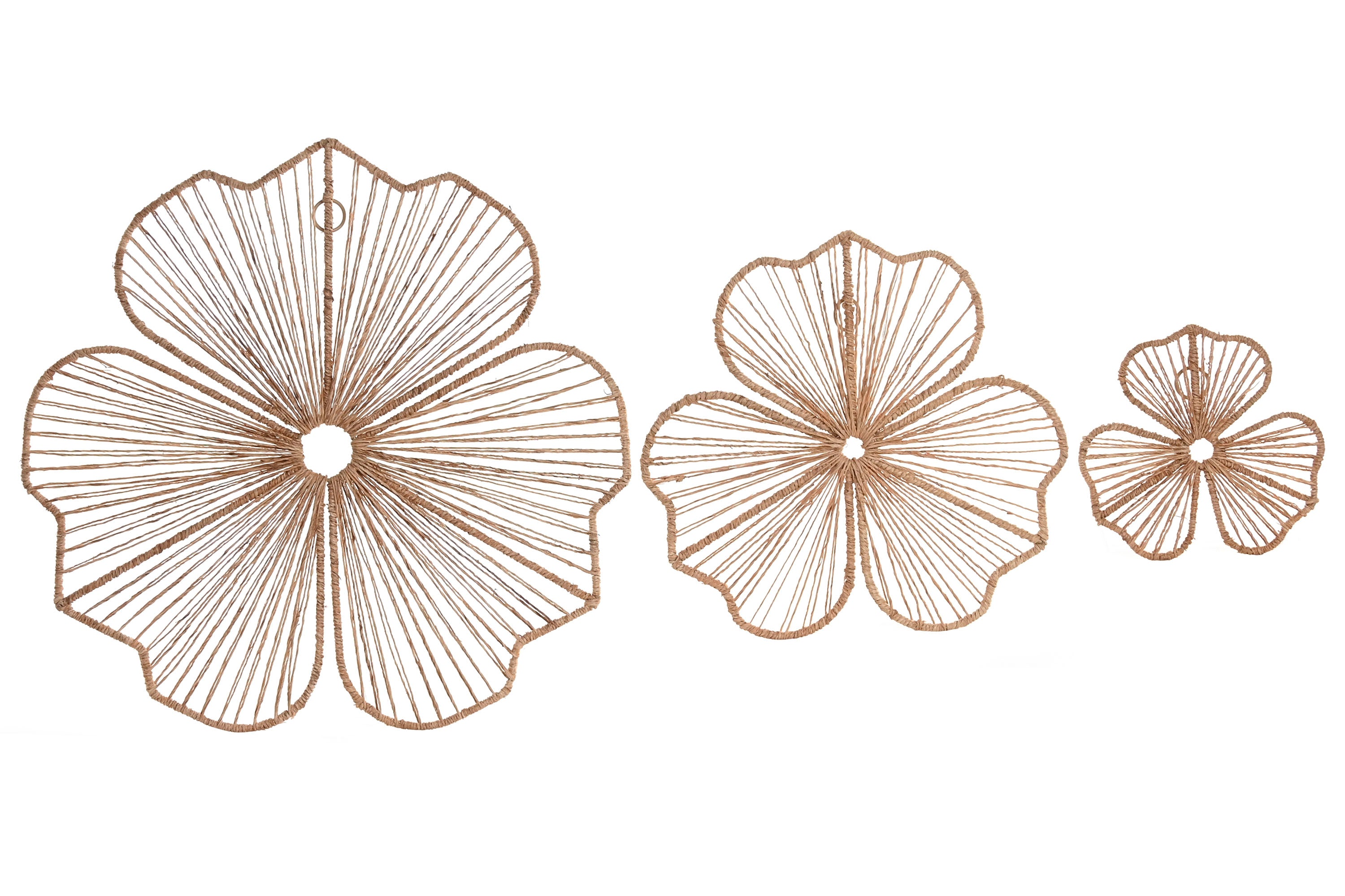 PACK DE 2 DECORACION PARED SET 3 YUTE METAL 50X1X50 FLOR