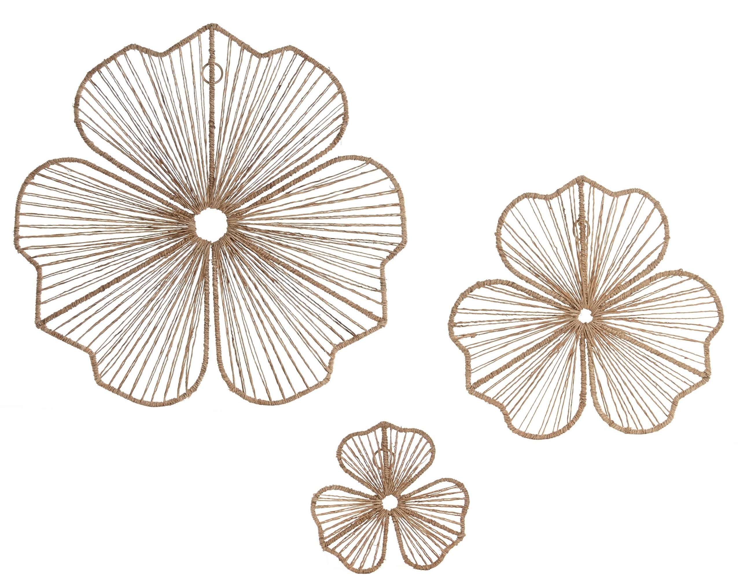 PACK DE 2 DECORACION PARED SET 3 YUTE METAL 50X1X50 FLOR