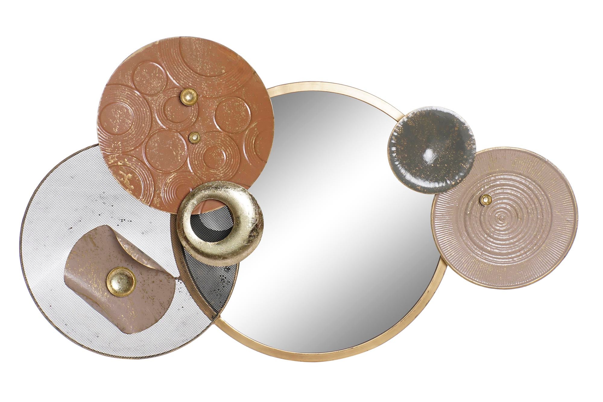 DECORACION PARED METAL ESPEJO 96,5X7X59 CIRCULOS