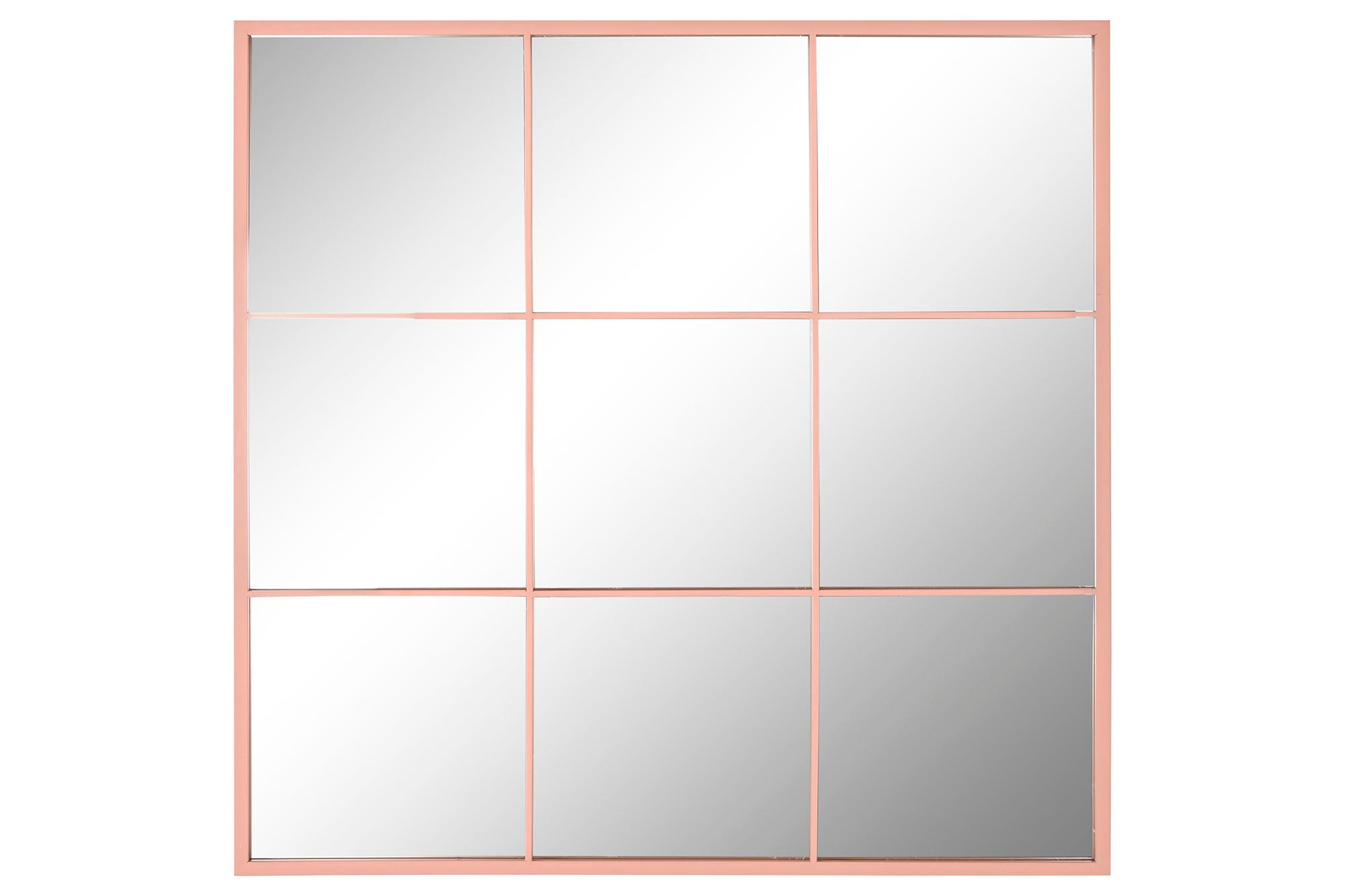 ESPEJO HIERRO CRISTAL 90X2X90 VENTANA ROSA PALO