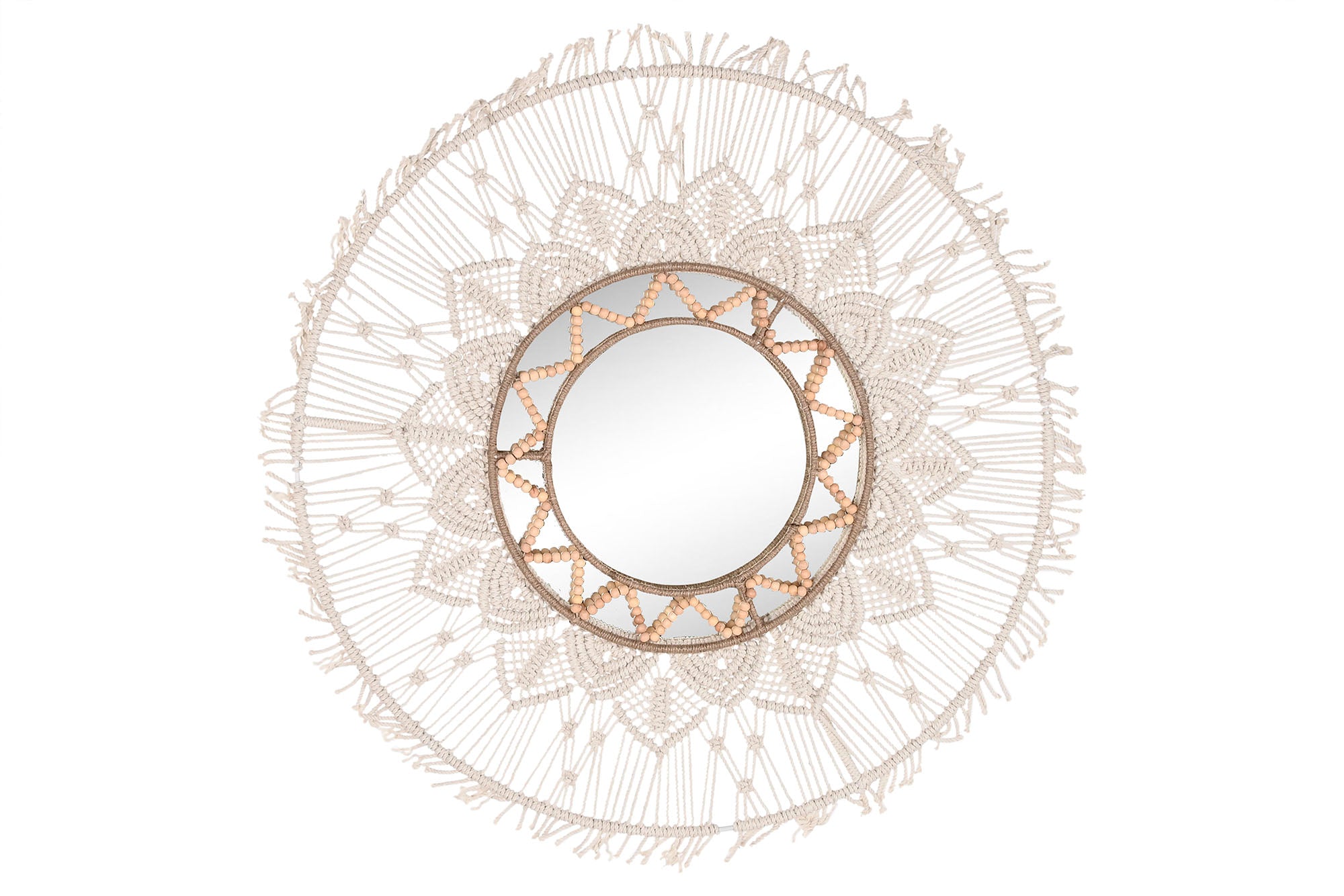 PACK DE 2 ESPEJO MACRAME YUTE 76X1X76 BLANCO