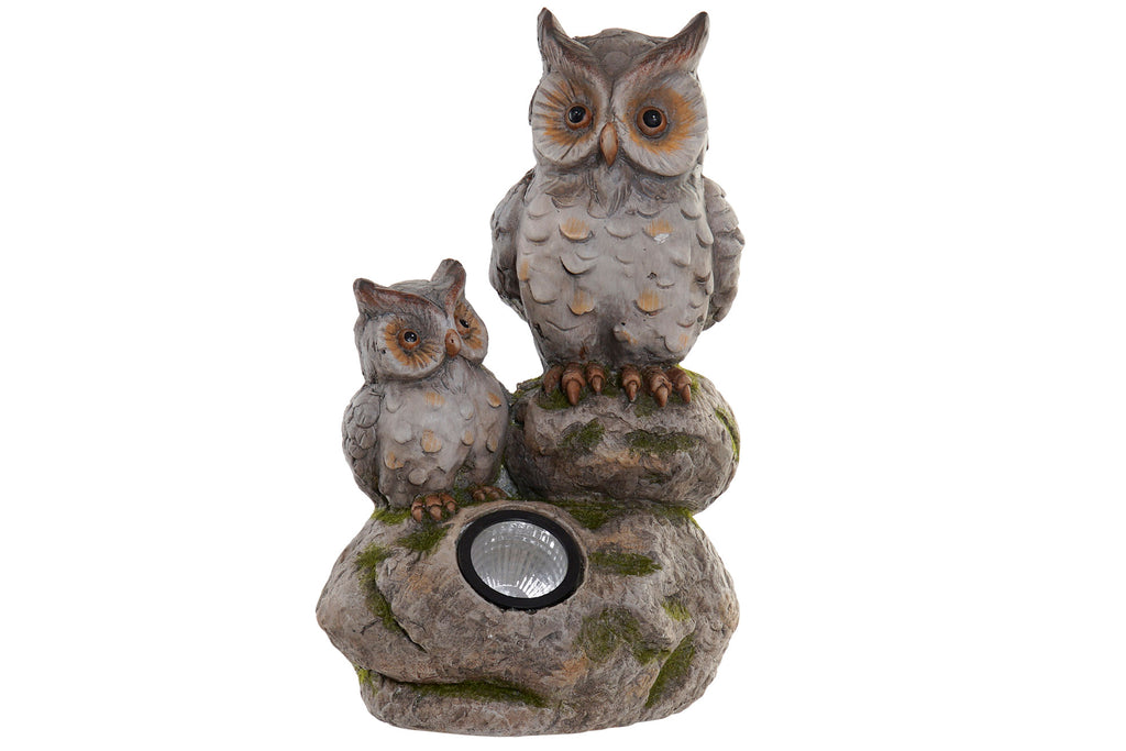 PACK DE 2 DECORACION LUMINOSA LED RESINA 25X20X41 SOLAR GRIS