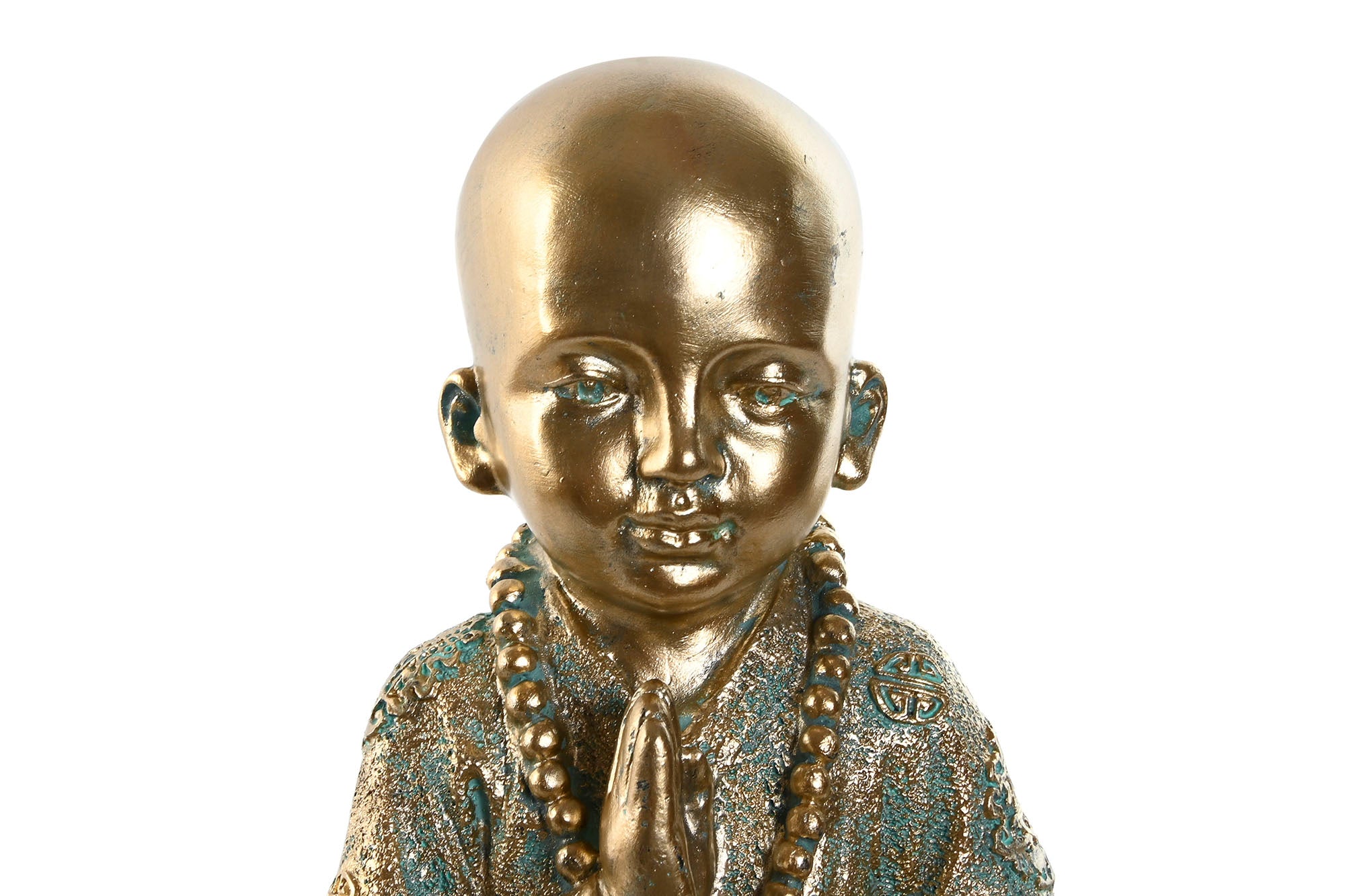 FIGURA RESINA 17X13,6X21,8 MONJE ENVEJECIDO DORADO