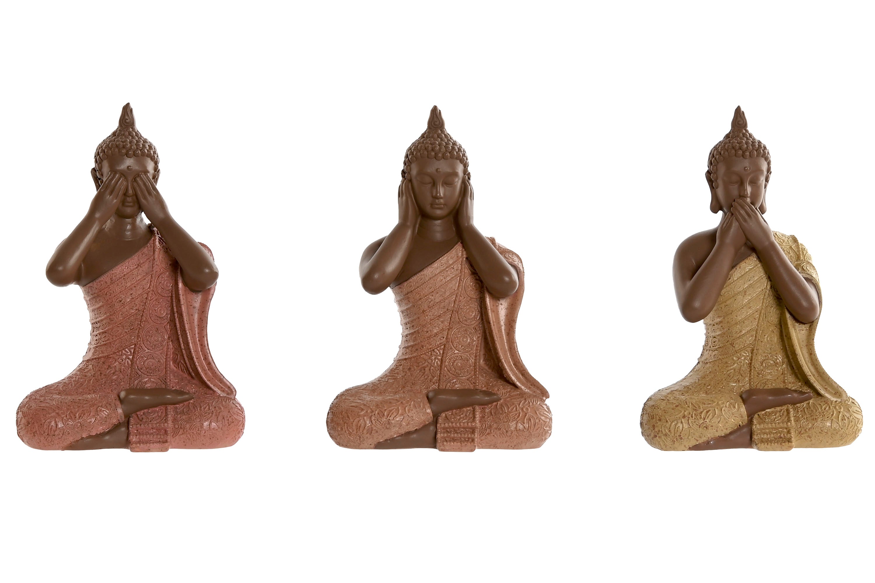 PACK DE 3 FIGURA RESINA 9X6X13 BUDA 3 SURT.
