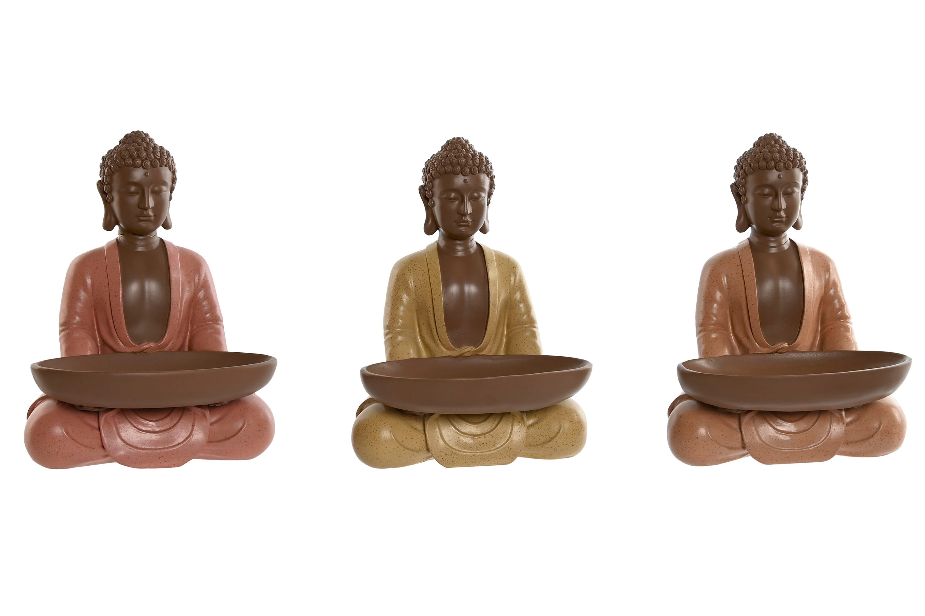 PACK DE 3 FIGURA RESINA 19,5X16X25,5 BUDA 3 SURT.