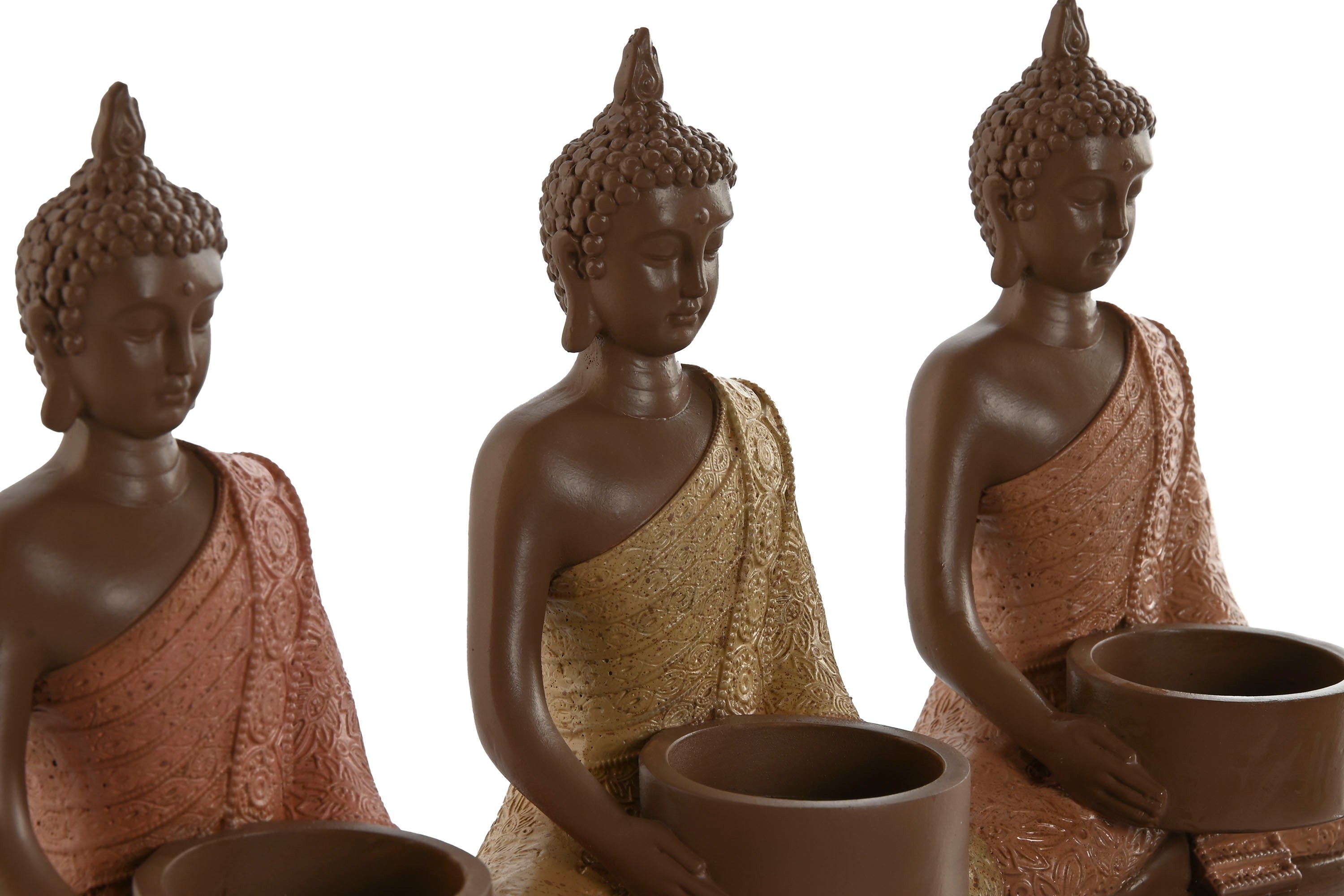 PORTAVELA RESINA 28X8,5X17 3 VELAS BUDA CORAL