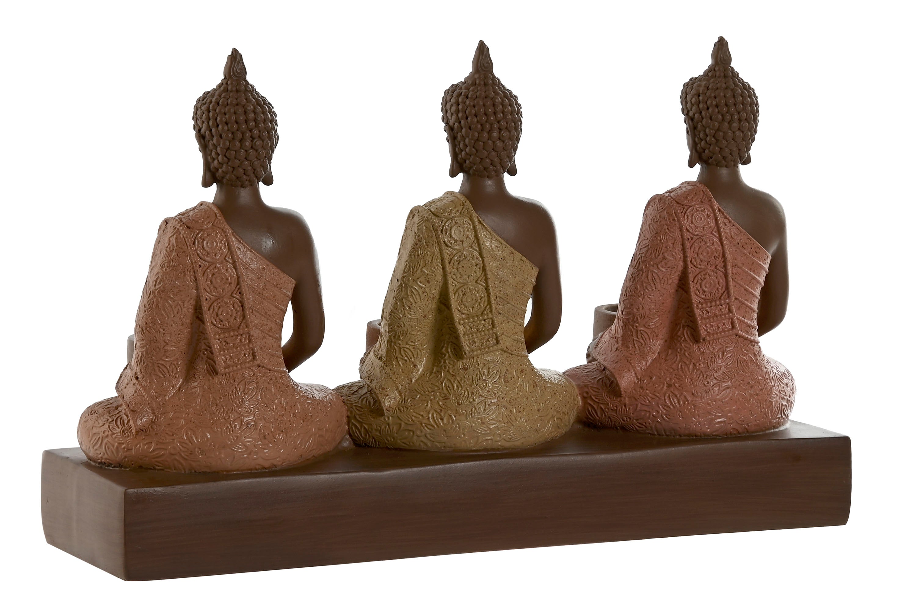 PORTAVELA RESINA 28X8,5X17 3 VELAS BUDA CORAL