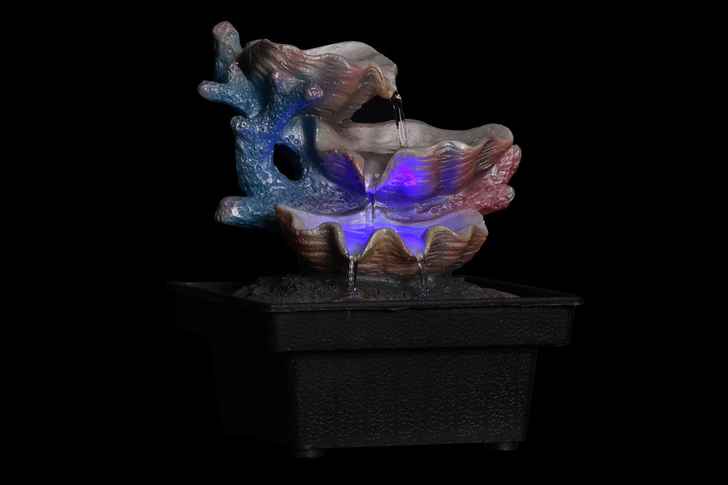 PACK DE 4 FUENTE RESINA LED 13X13X18 CONCHA 2 SURT.