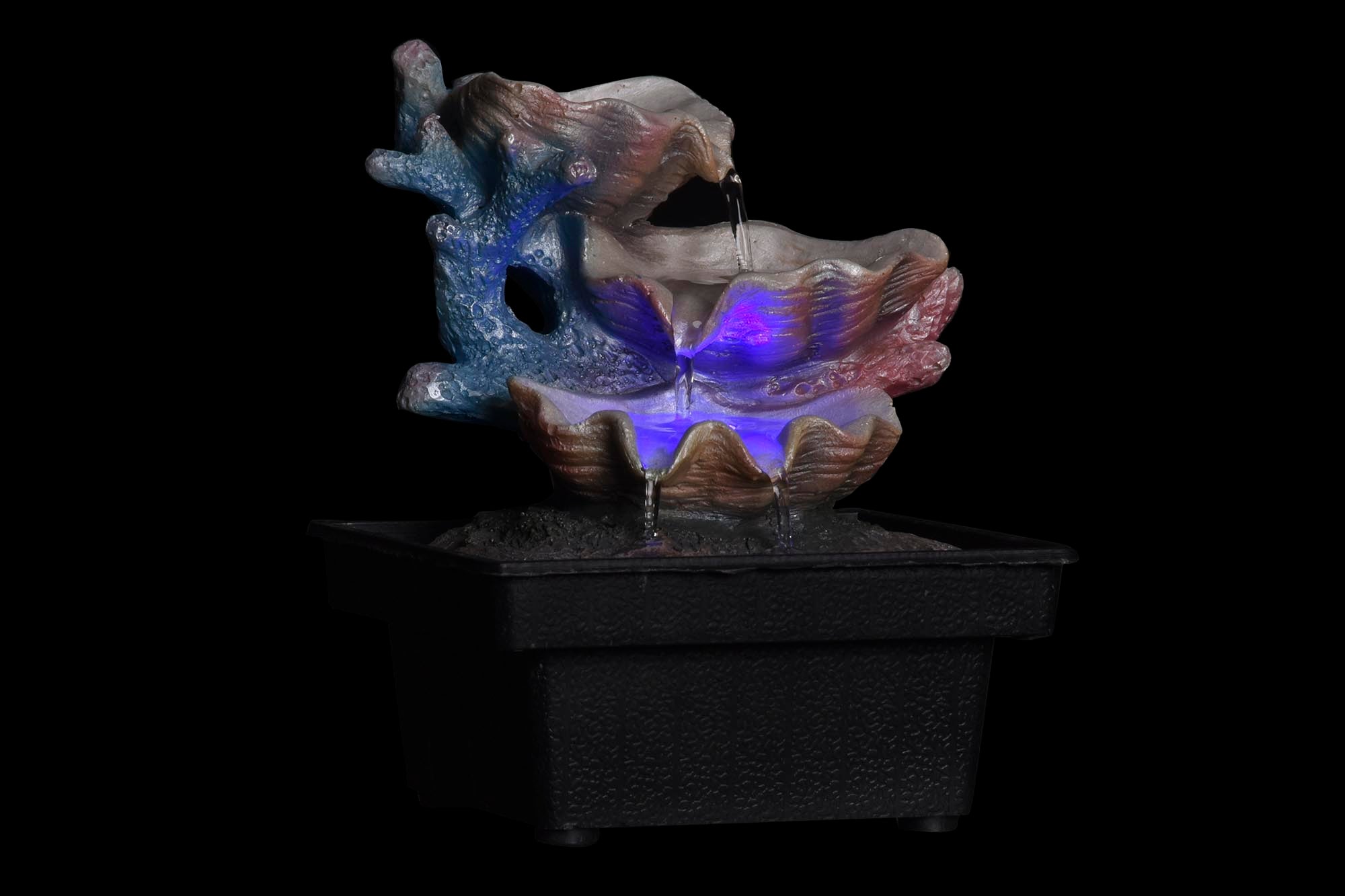 PACK DE 4 FUENTE RESINA LED 13X13X18 CONCHA 2 SURT.