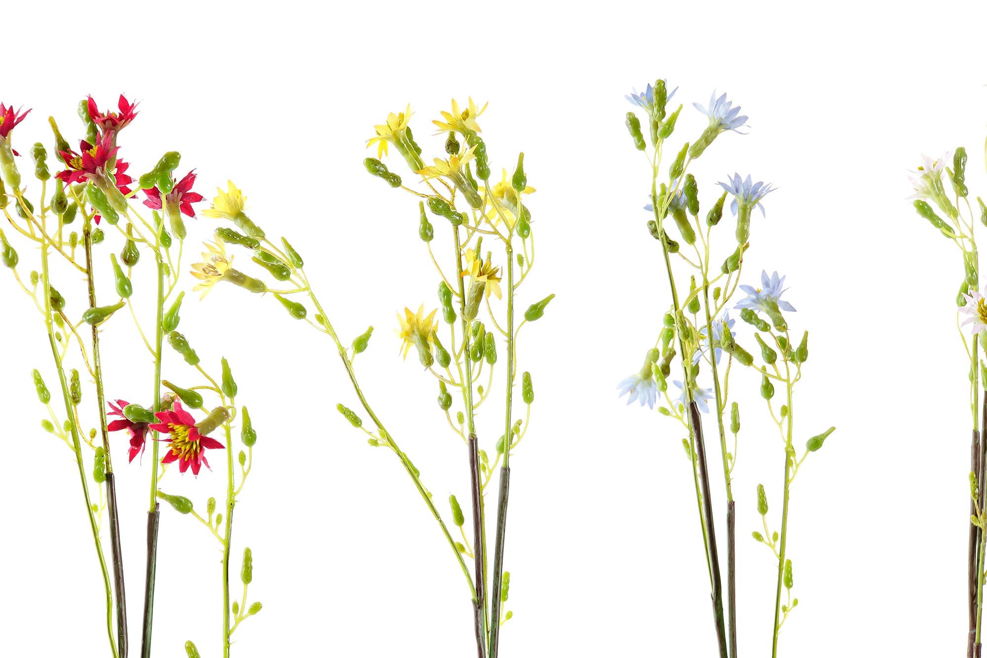 PACK DE 48 FLOR POLIESTER PE 15X15X57 RABANO 4 SURT.