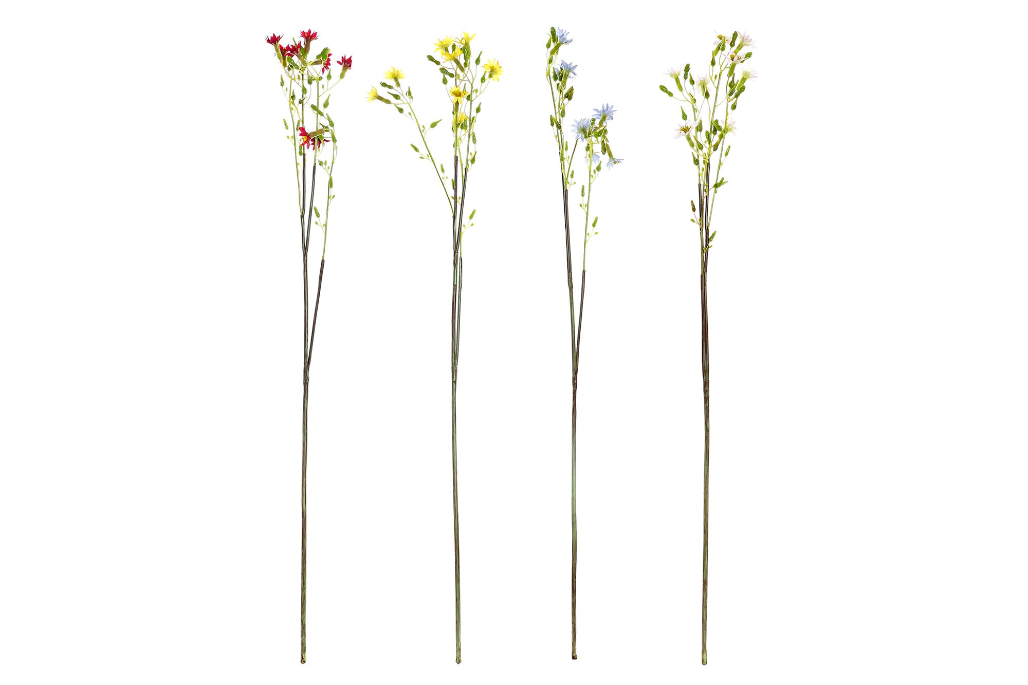 PACK DE 48 FLOR POLIESTER PE 15X15X57 RABANO 4 SURT.