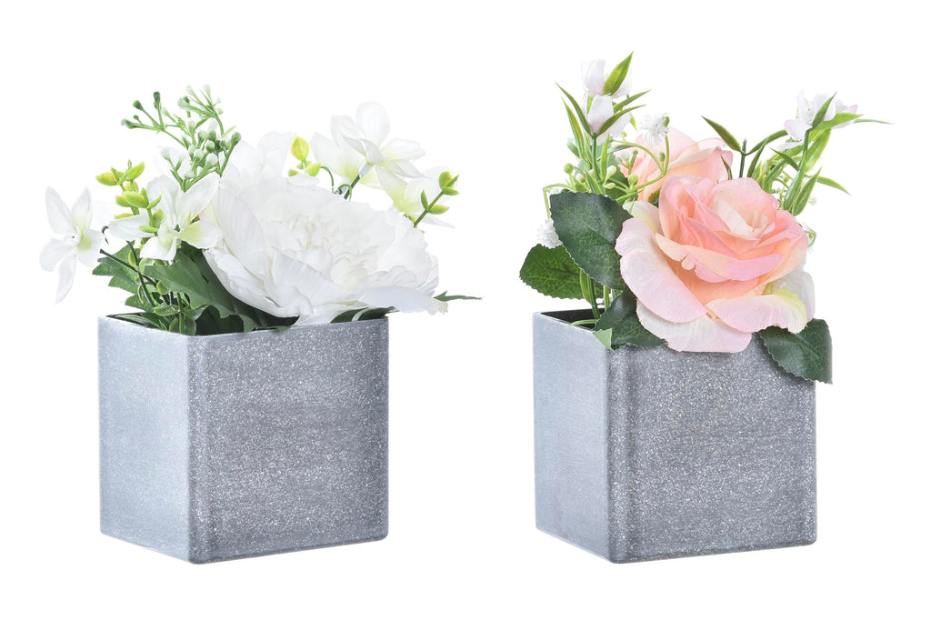 PACK DE 12 PLANTA POLIESTER PE 13X13X18 ROSA 2 SURT.