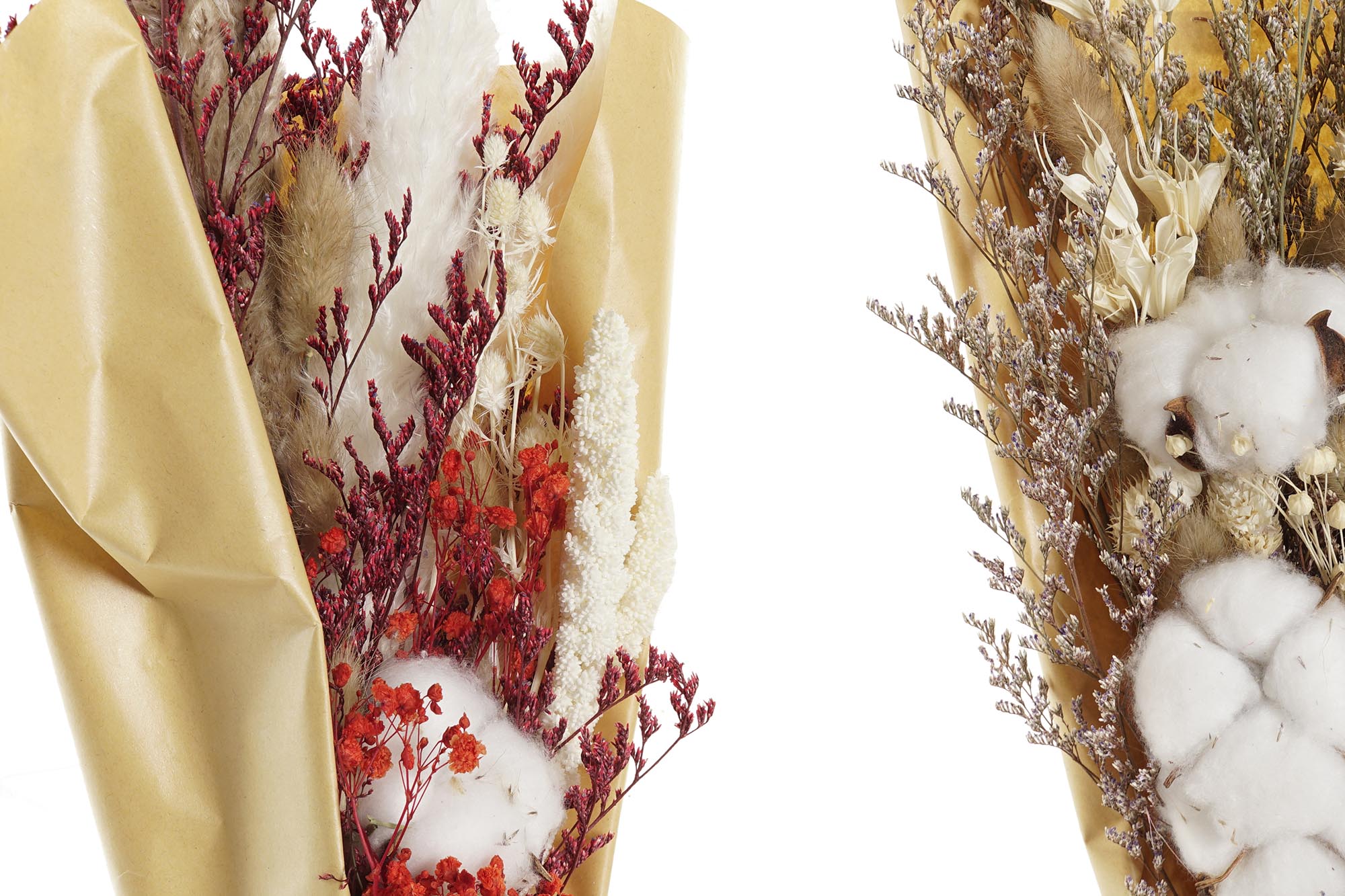 PACK DE 4 RAMO FLOR SECA 10X3X56 PRESERVADA 2 SURT.