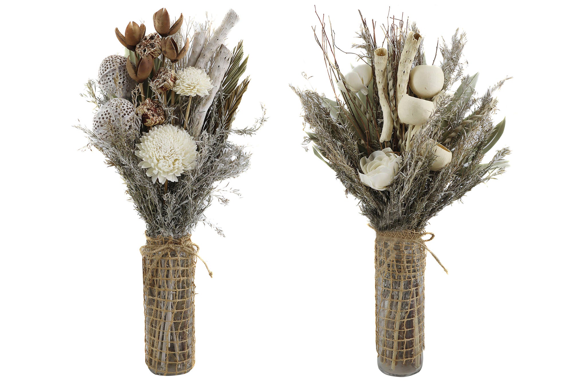 PACK DE 12 RAMO FLOR SECA CRISTAL 20X20X50 2 SURT.