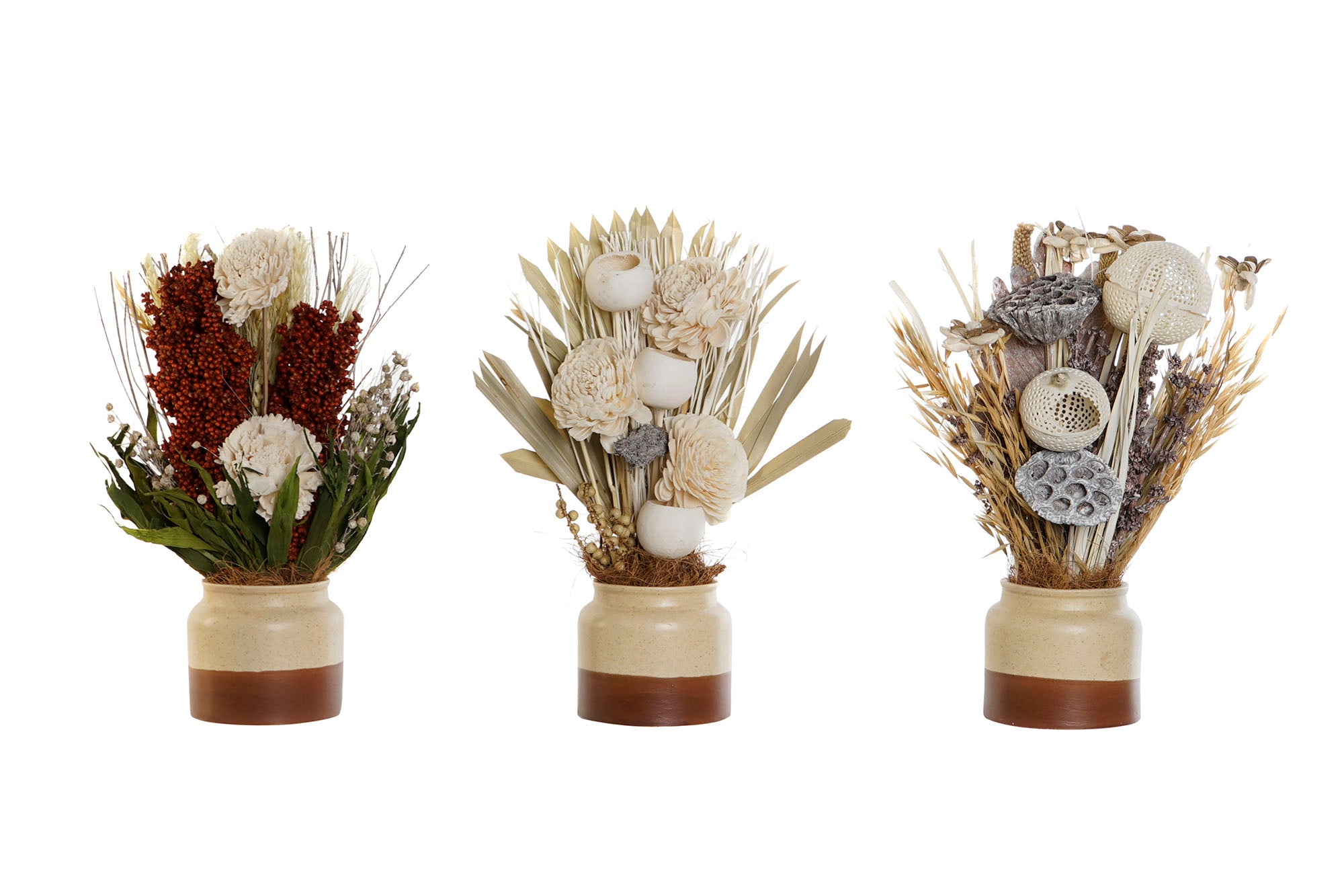 PACK DE 9 PLANTA CERAMICA FLOR SECA 25X14X35 3 SURT.