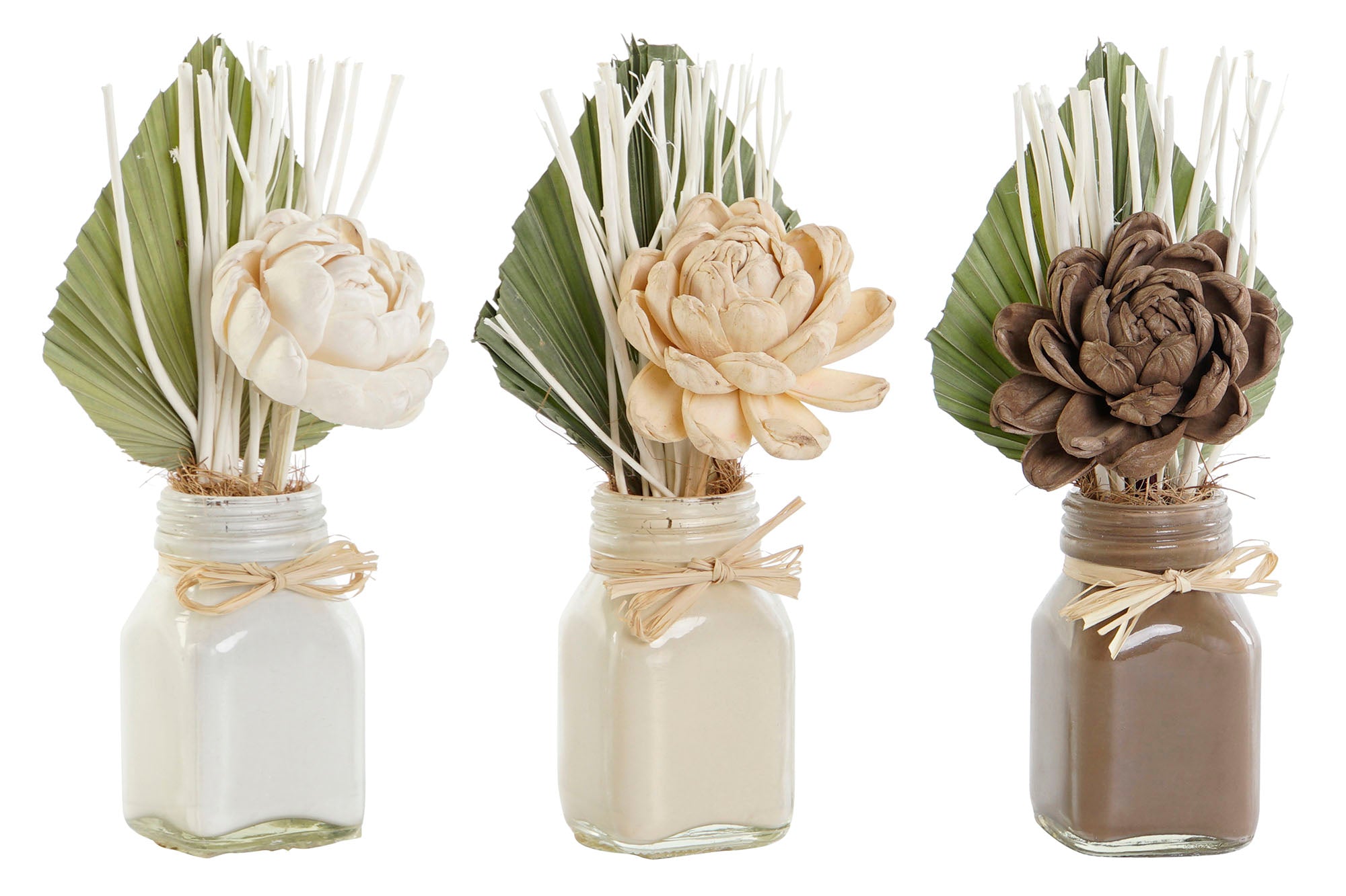 PACK DE 12 PLANTA SET 3 FLOR SECA CERAMICA 21X8X20 BLANCO