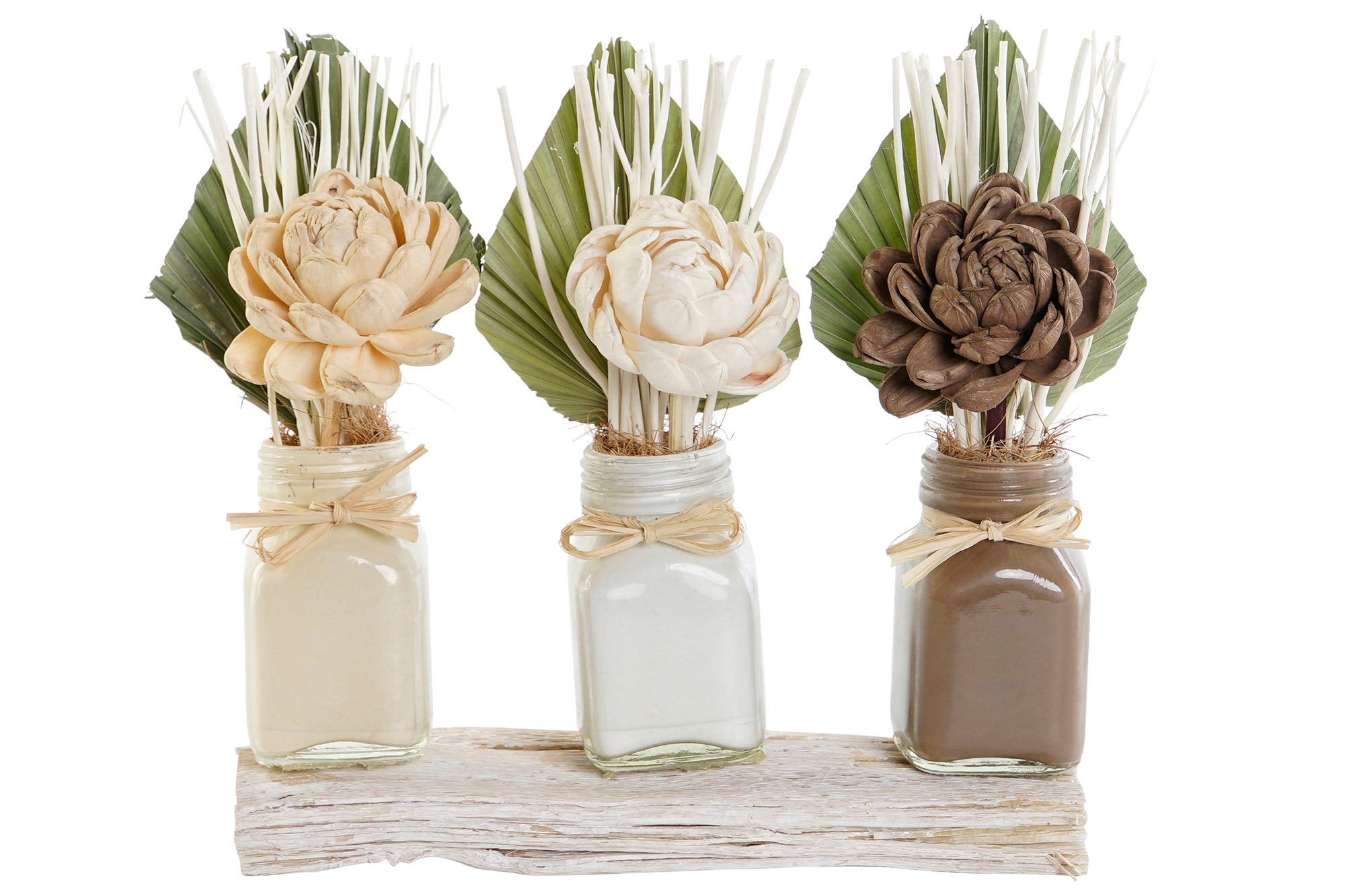 PACK DE 12 PLANTA SET 3 FLOR SECA CERAMICA 21X8X20 BLANCO