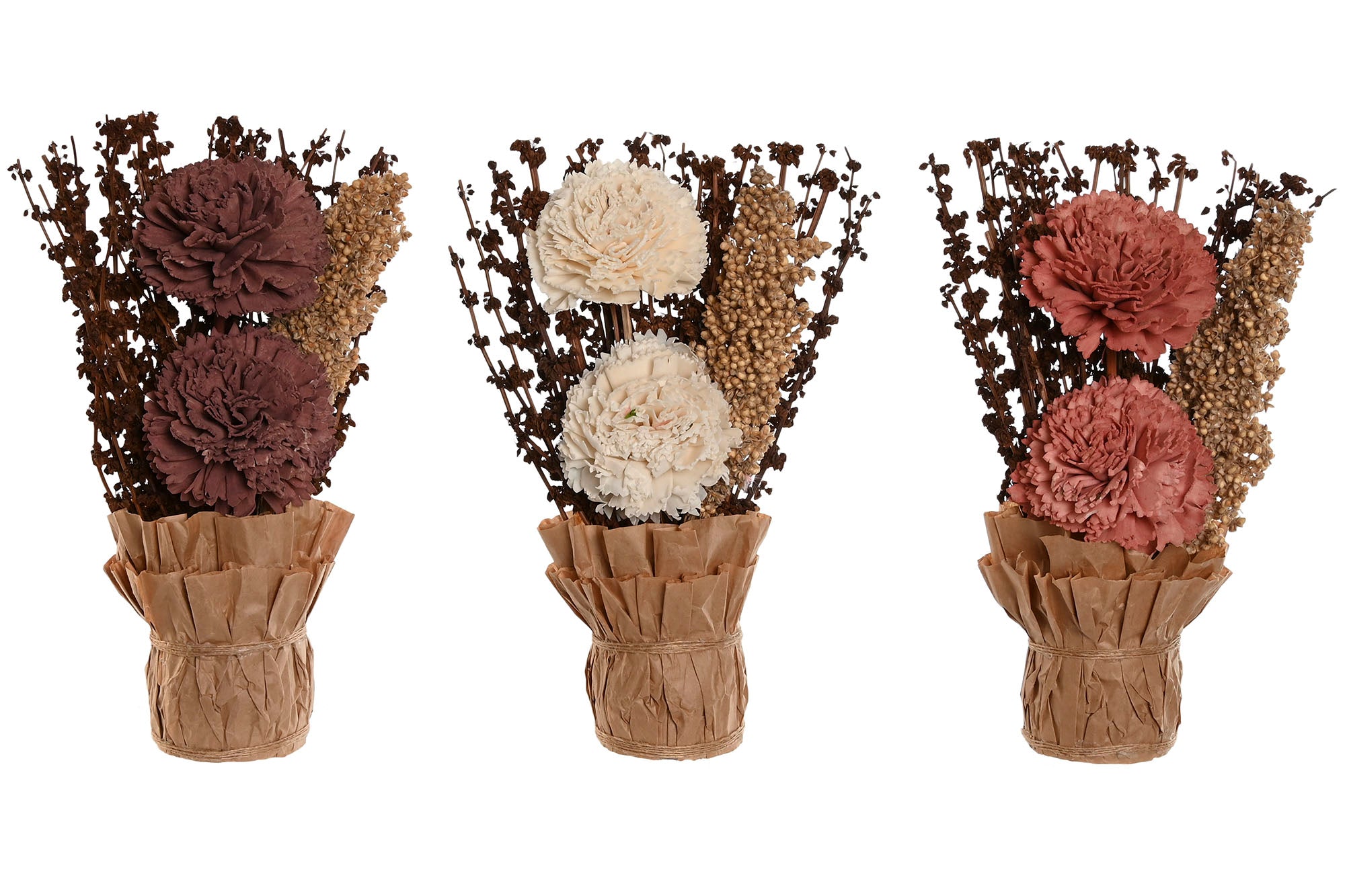 PACK DE 12 PLANTA FLOR SECA PAPEL 15X8X25 3 SURT.