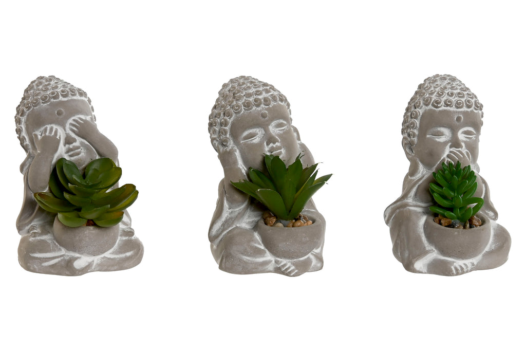 PACK DE 3 PLANTA CEMENTO PE 8,5X7X11 BUDHA 3 SURT.