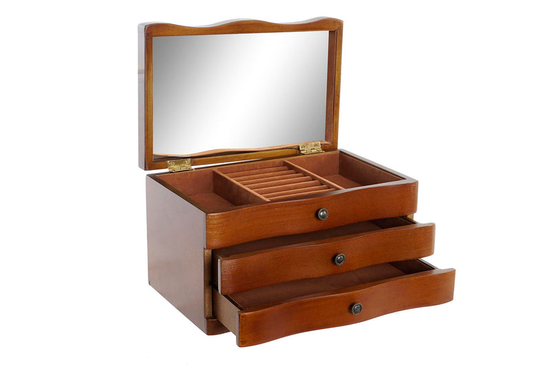 JOYERO MDF TERCIOPELO 27X18X16 ESPEJO MARRON