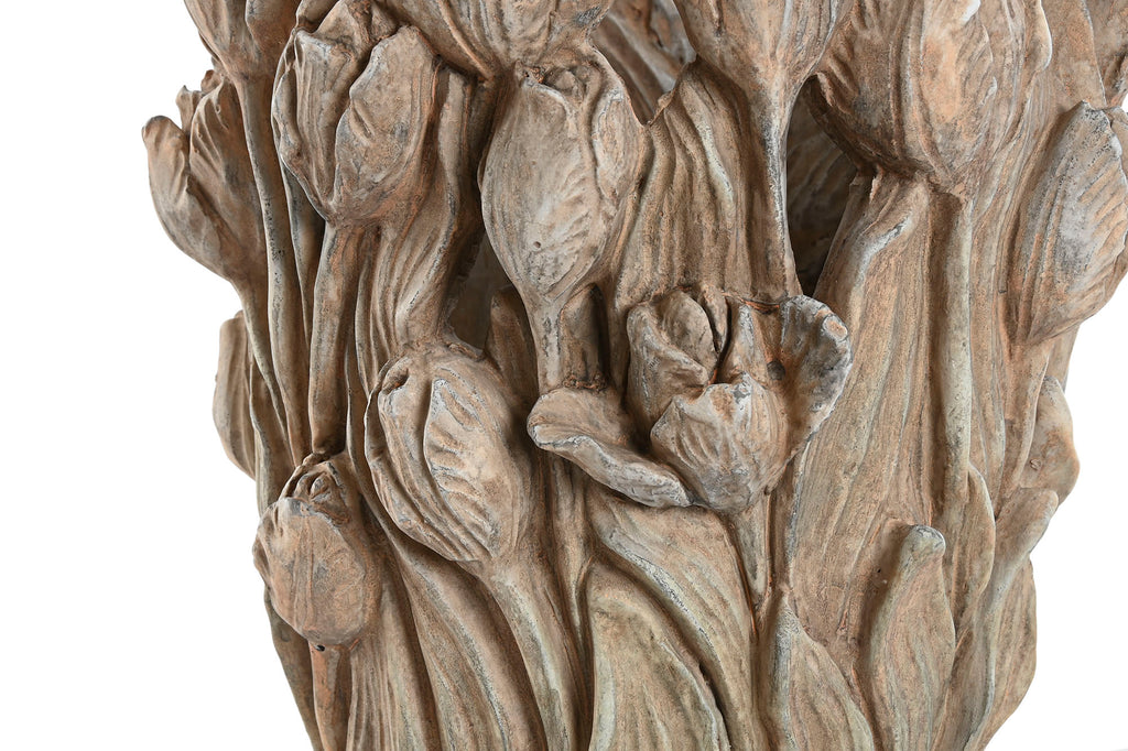 JARRON CEMENTO 29X27X32 TULIPANES DESGASTADO GRIS - Imagen 2