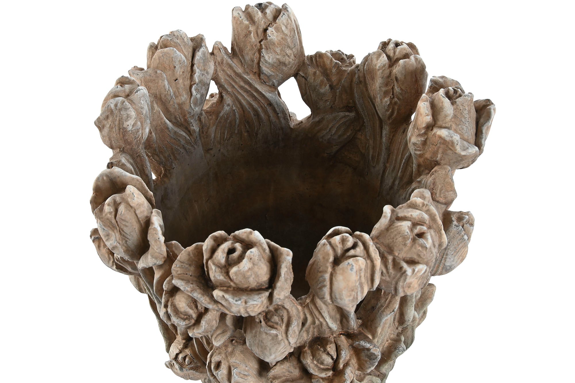 JARRON CEMENTO 29X27X32 TULIPANES DESGASTADO GRIS - Imagen 3